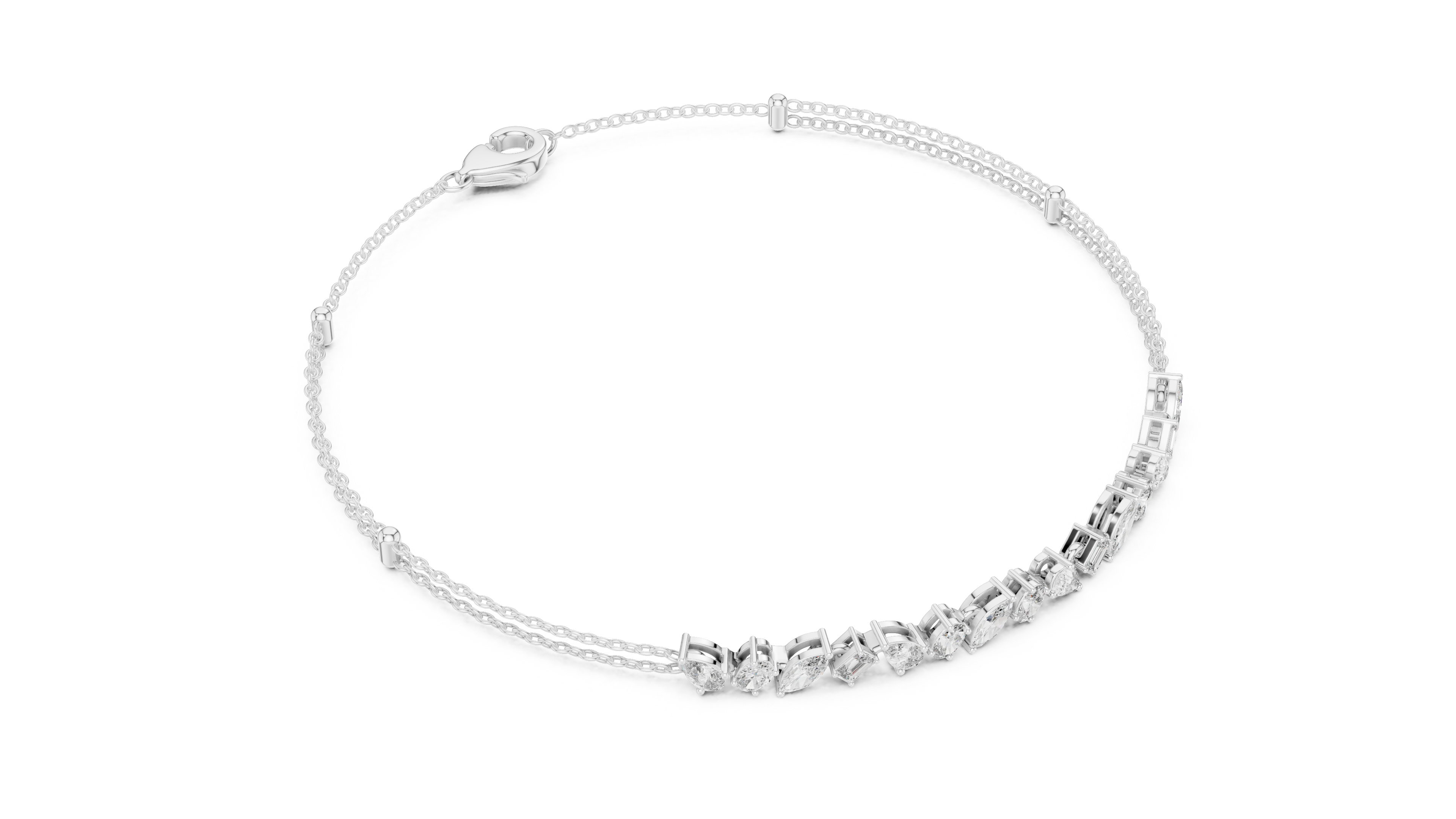 Marquise & Pear Diamond Dual Chain Bracelet