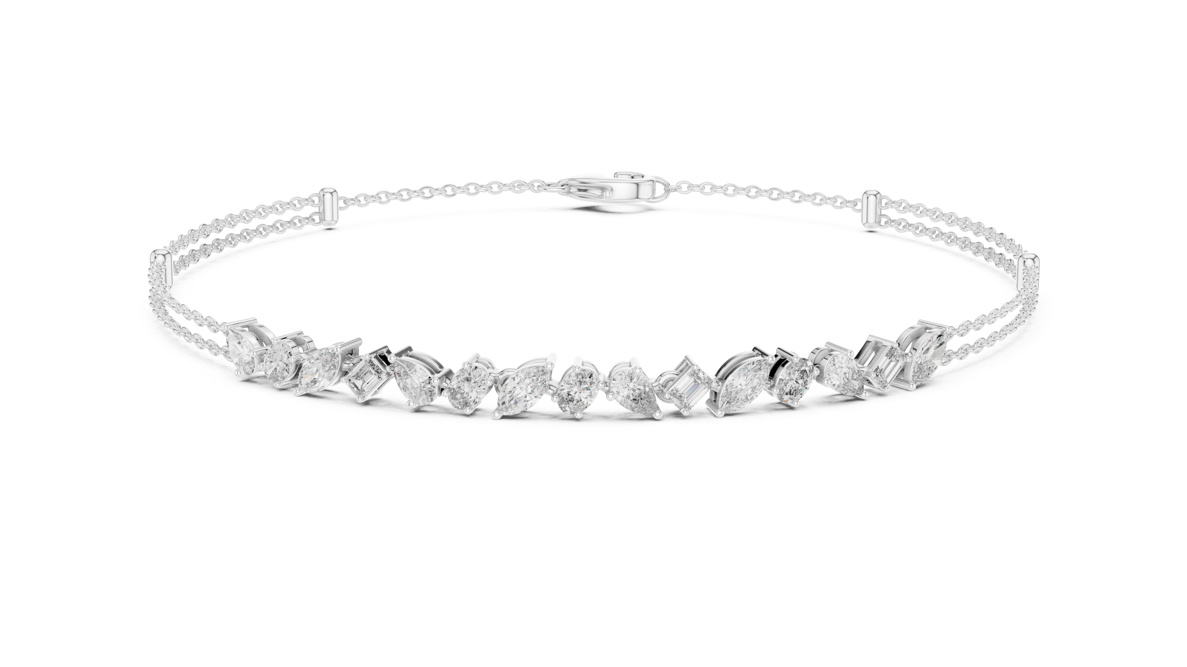 Marquise & Pear Diamond Dual Chain Bracelet