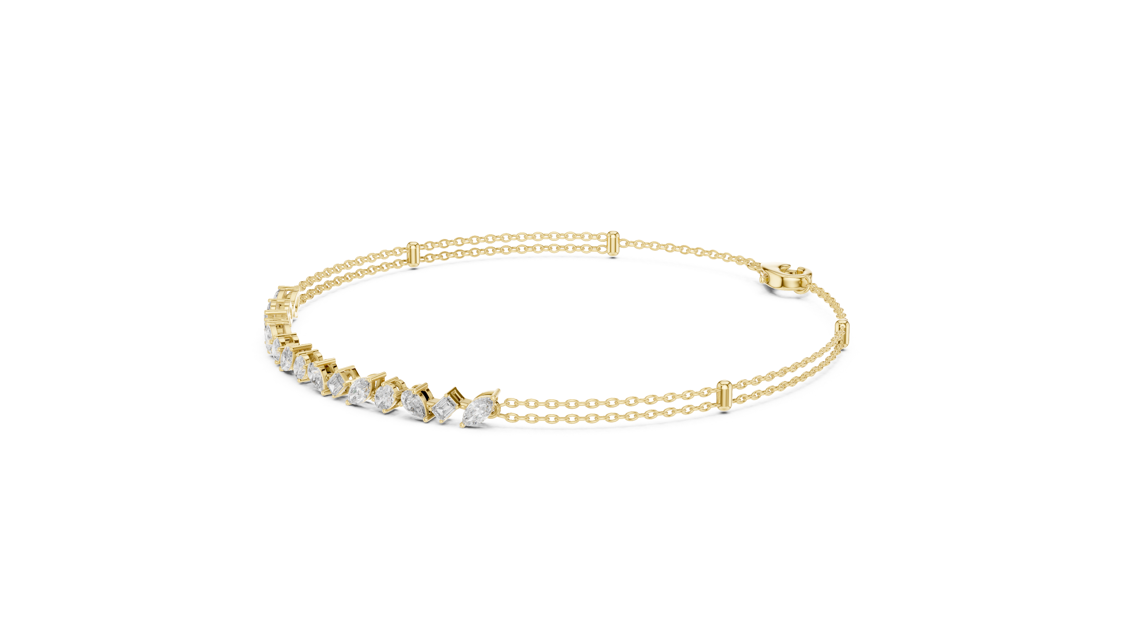 Marquise & Pear Diamond Dual Chain Bracelet