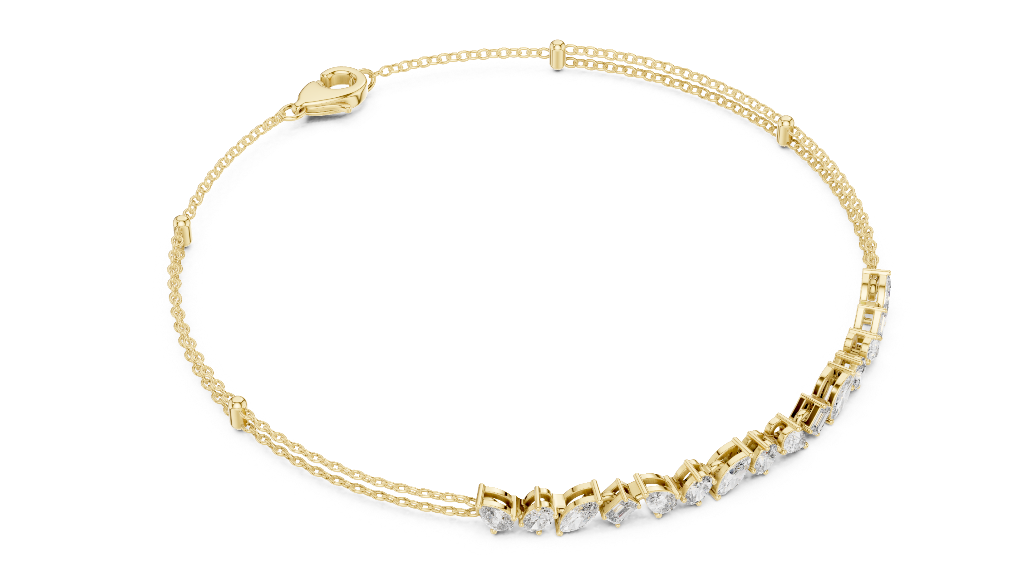 Marquise & Pear Diamond Dual Chain Bracelet