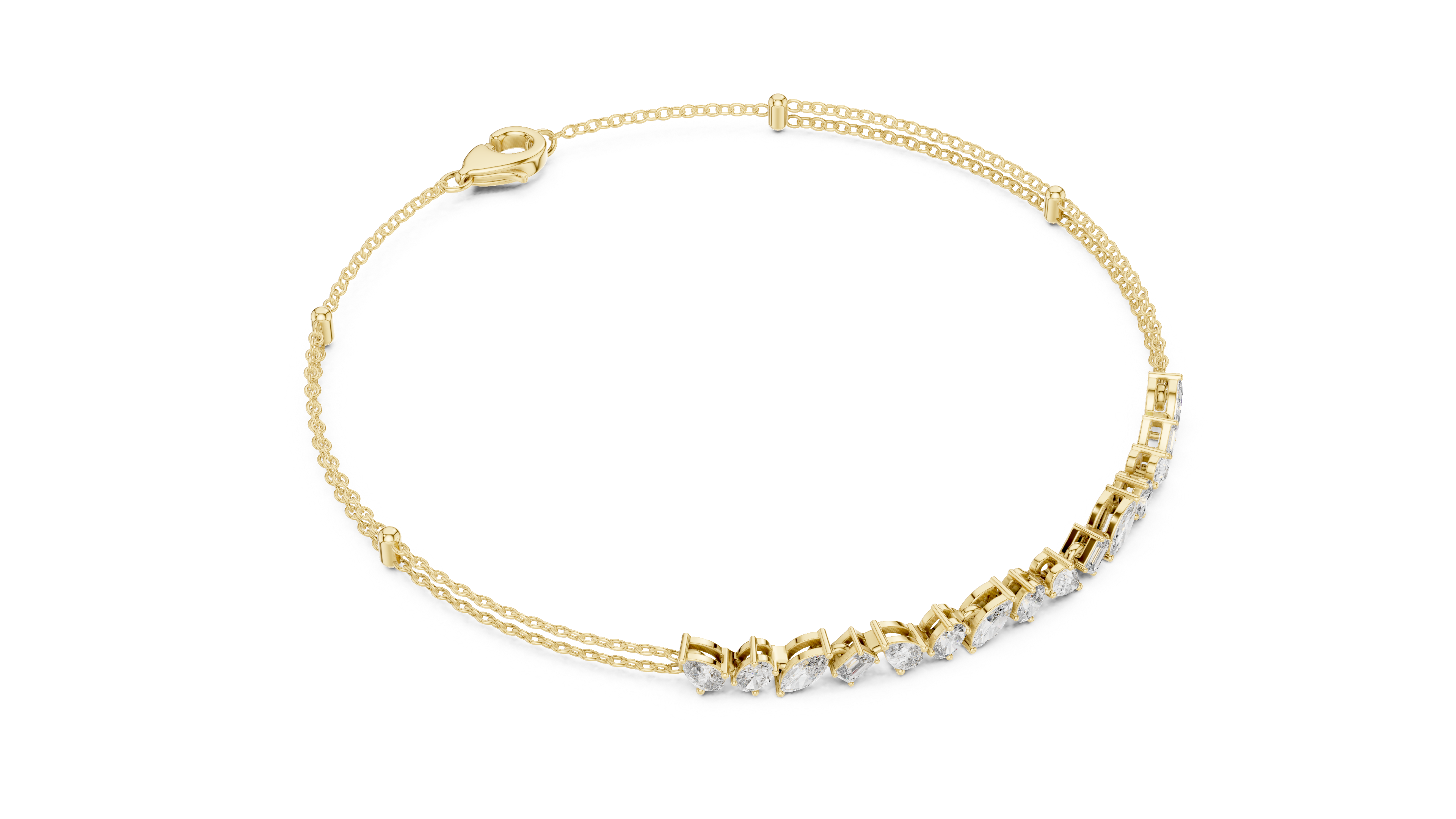 Marquise & Pear Diamond Dual Chain Bracelet
