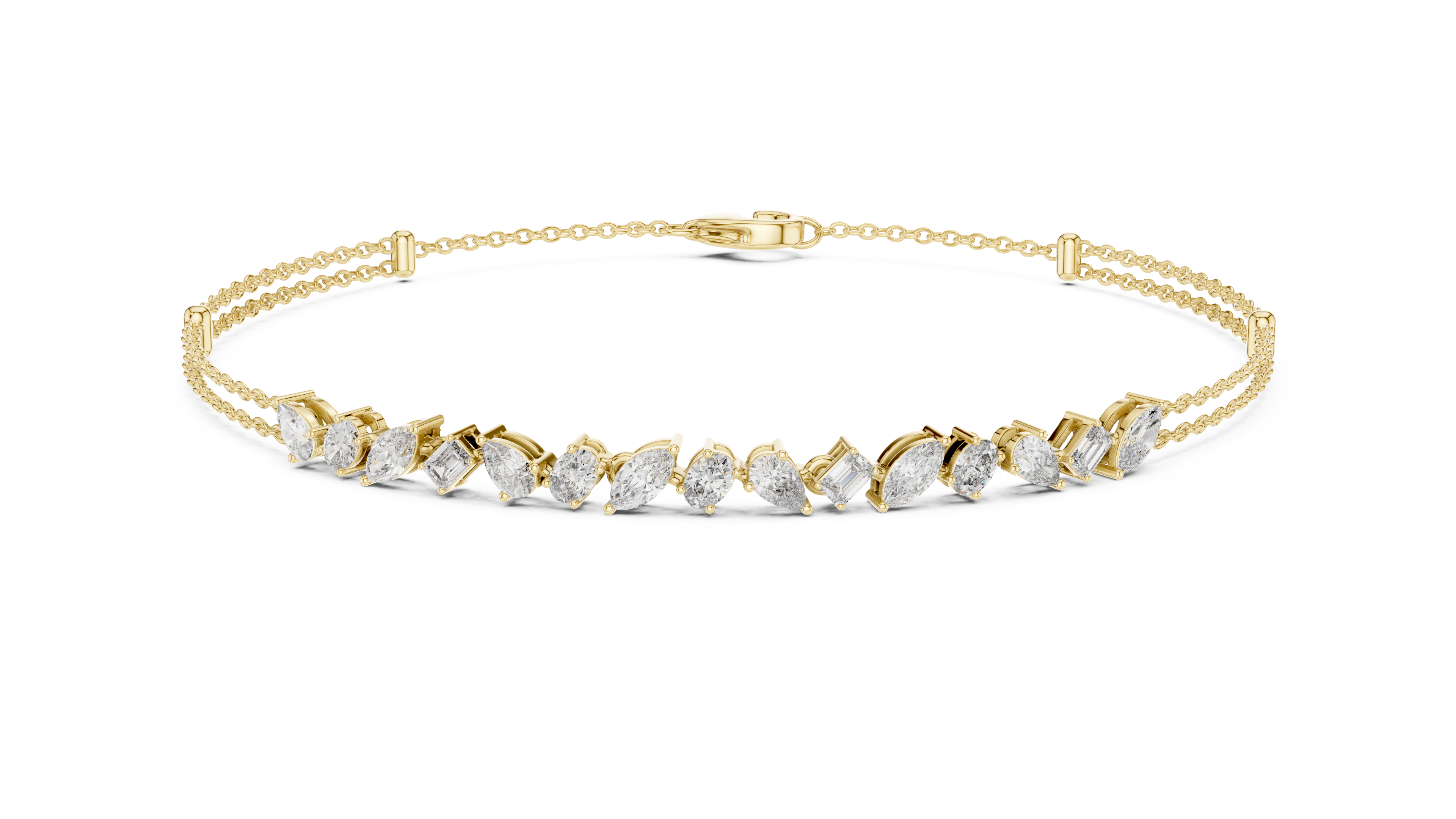 Marquise & Pear Diamond Dual Chain Bracelet