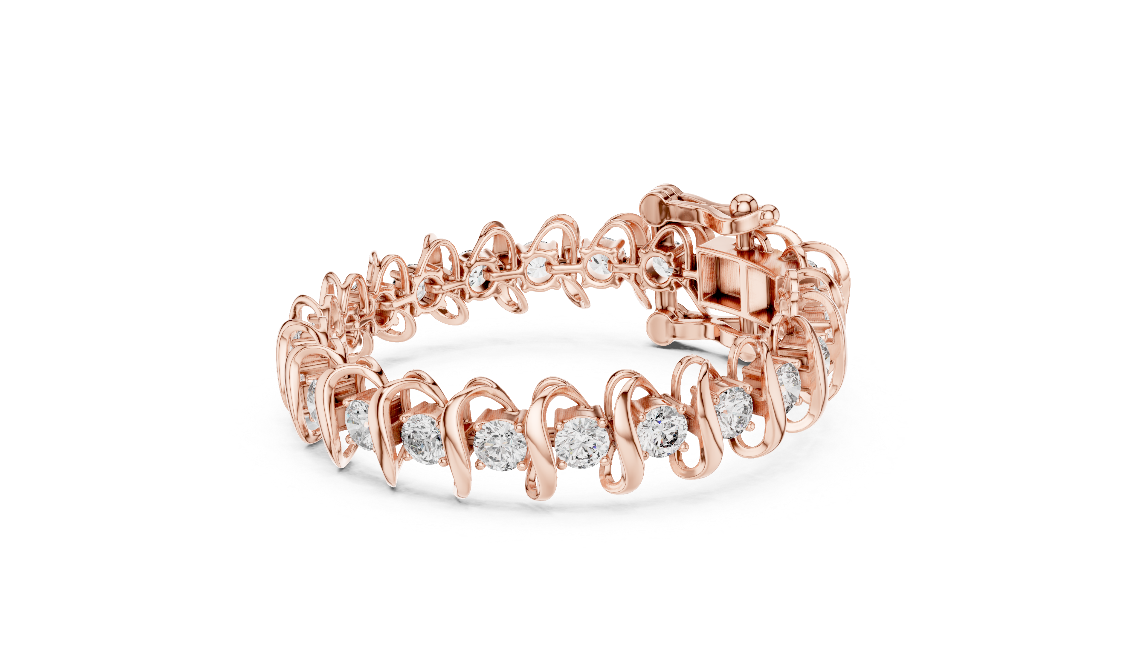 Swirl Embrace Rose Gold Diamond Bracelet