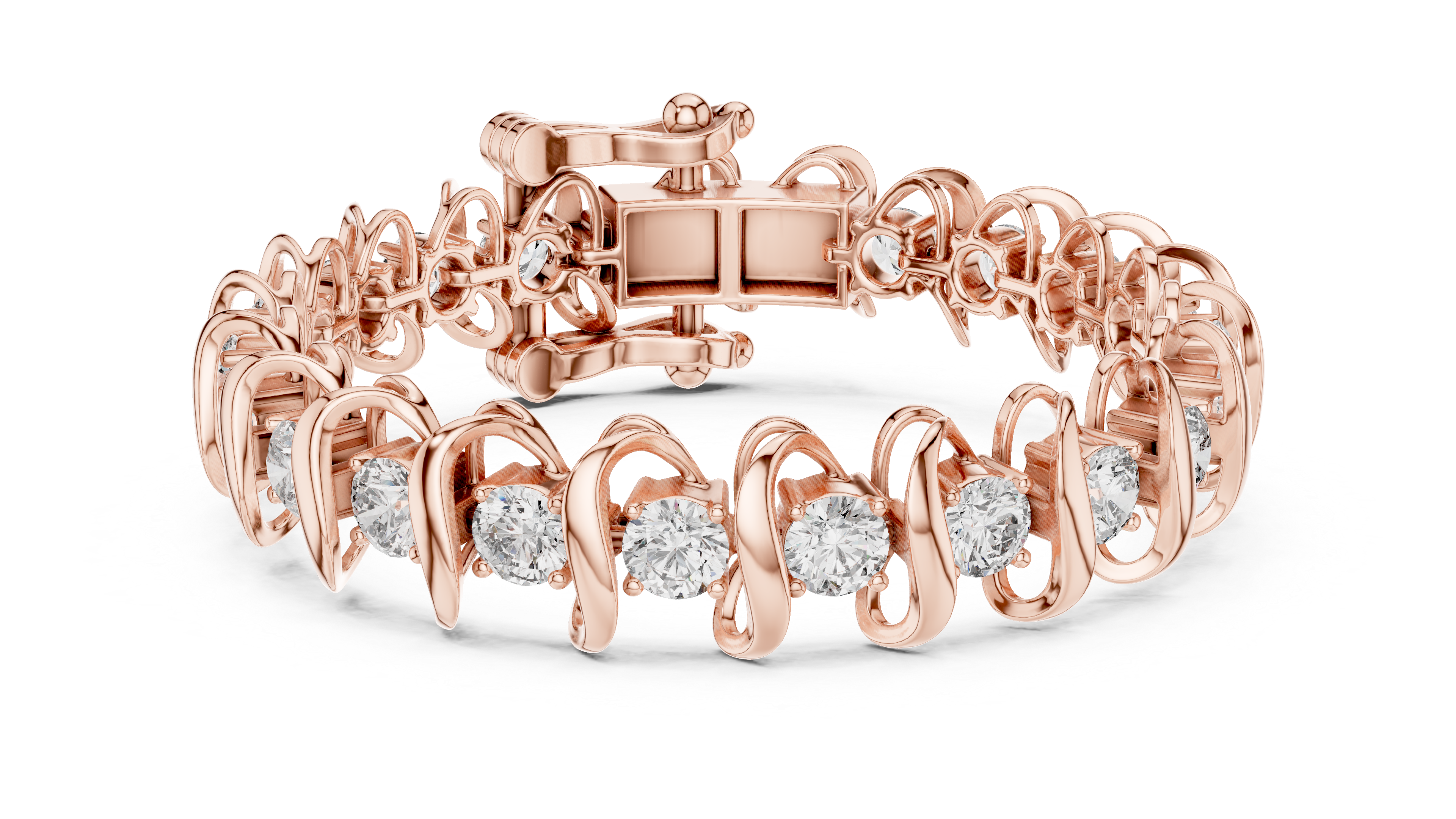 Swirl Embrace Rose Gold Diamond Bracelet
