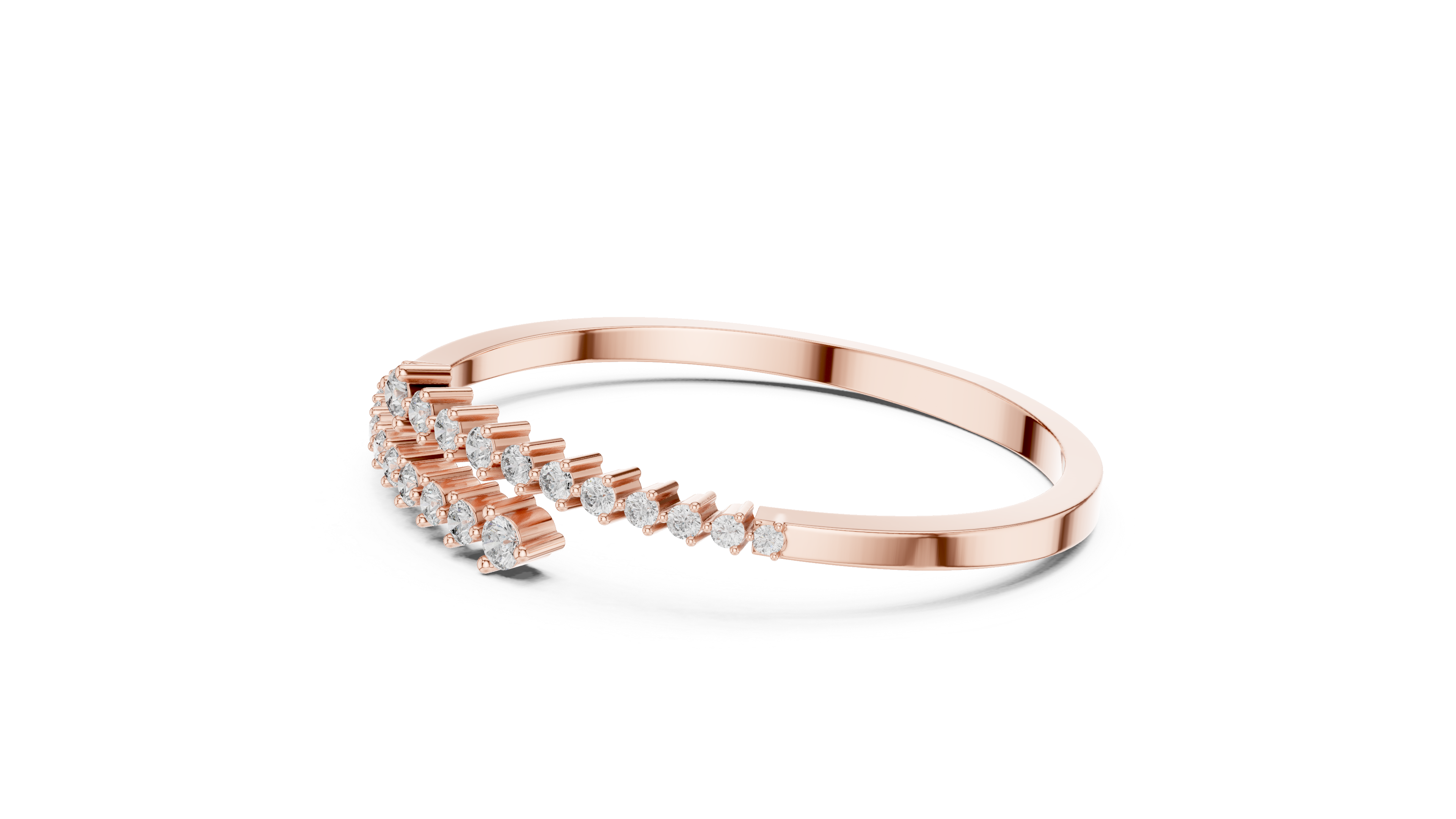 Open Bangle with Tapered Diamond Rows