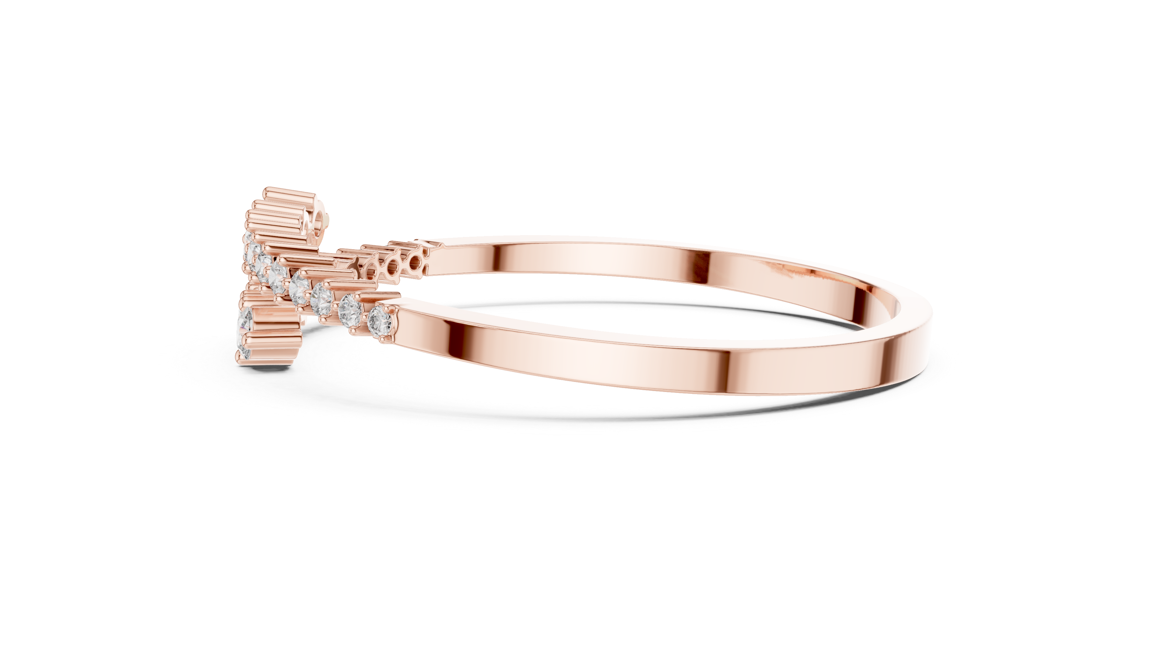 Open Bangle with Tapered Diamond Rows