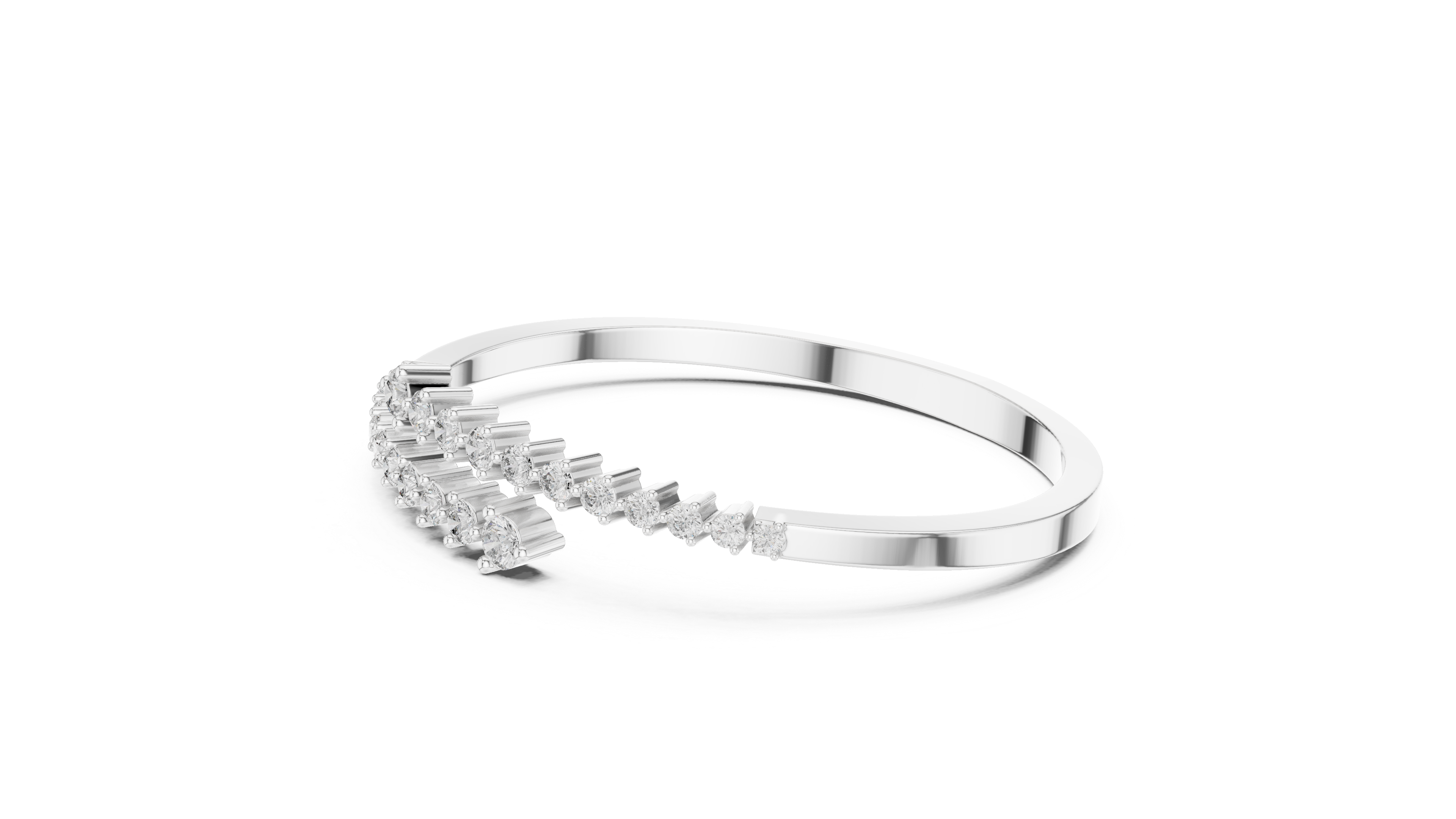 Open Bangle with Tapered Diamond Rows