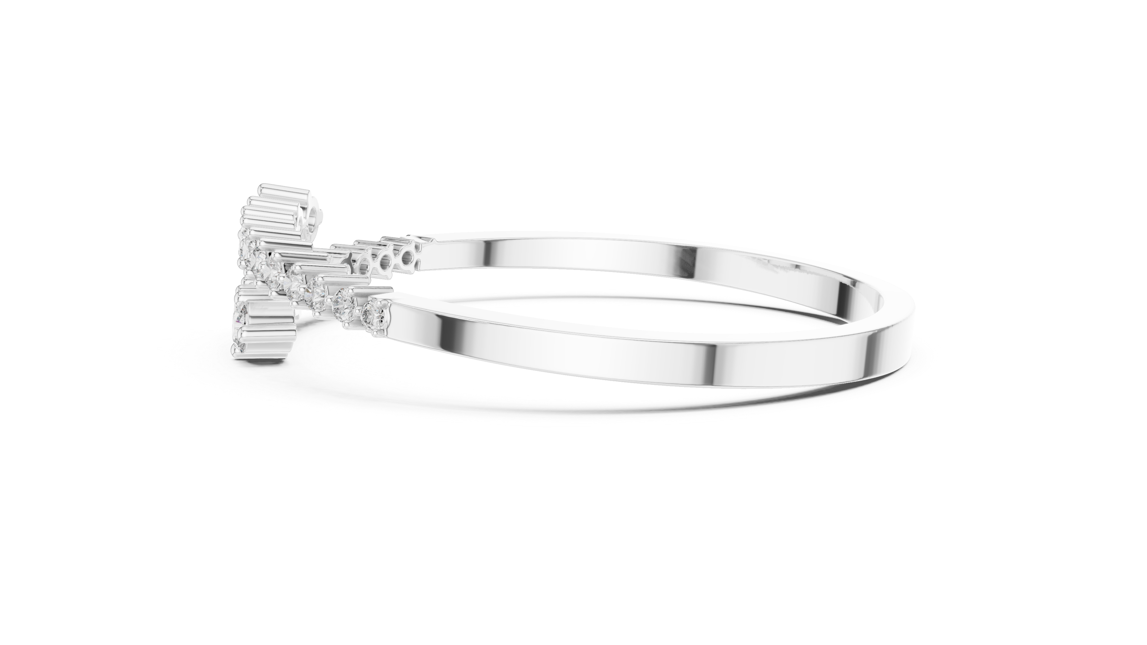 Open Bangle with Tapered Diamond Rows