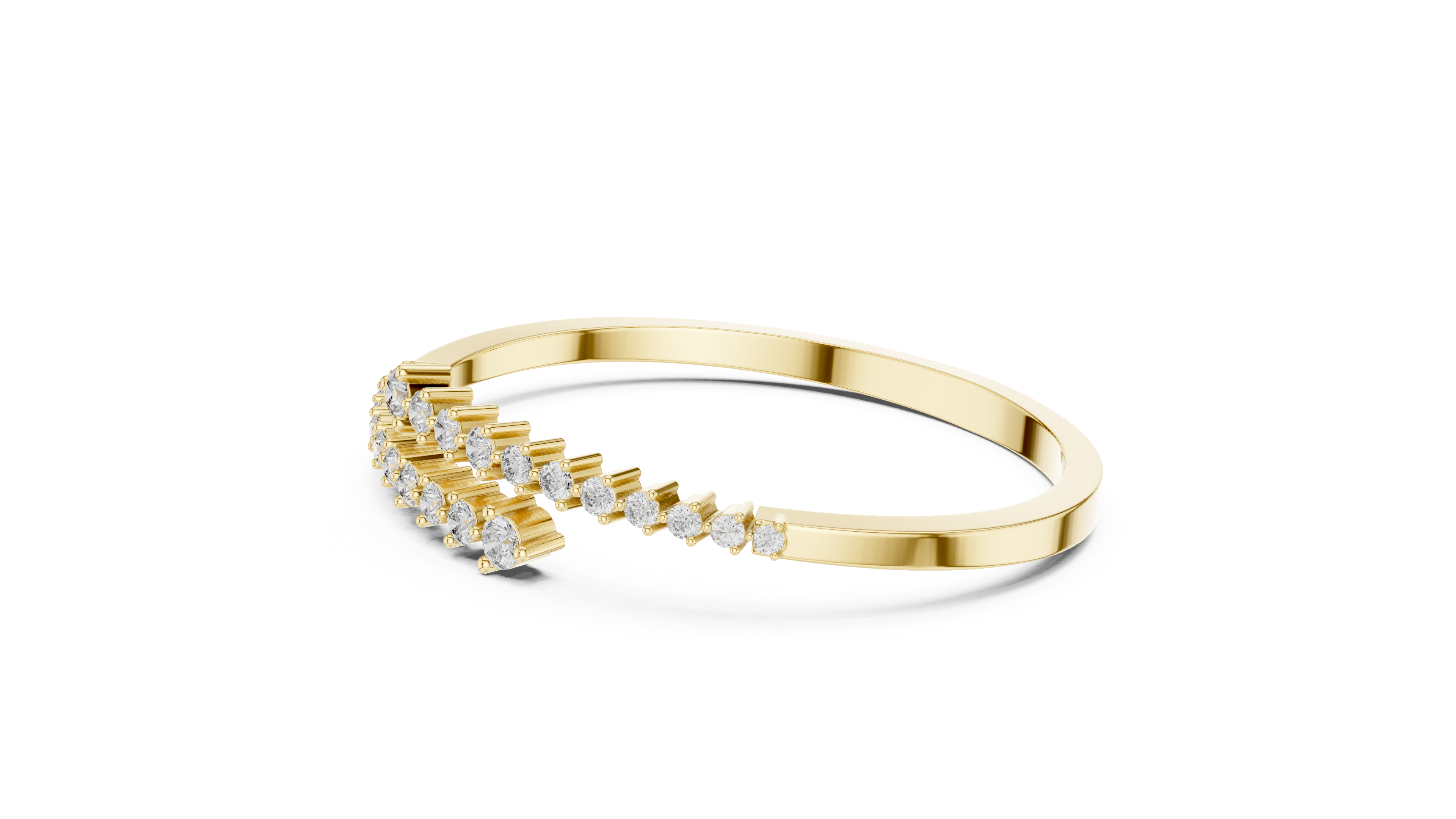 Open Bangle with Tapered Diamond Rows