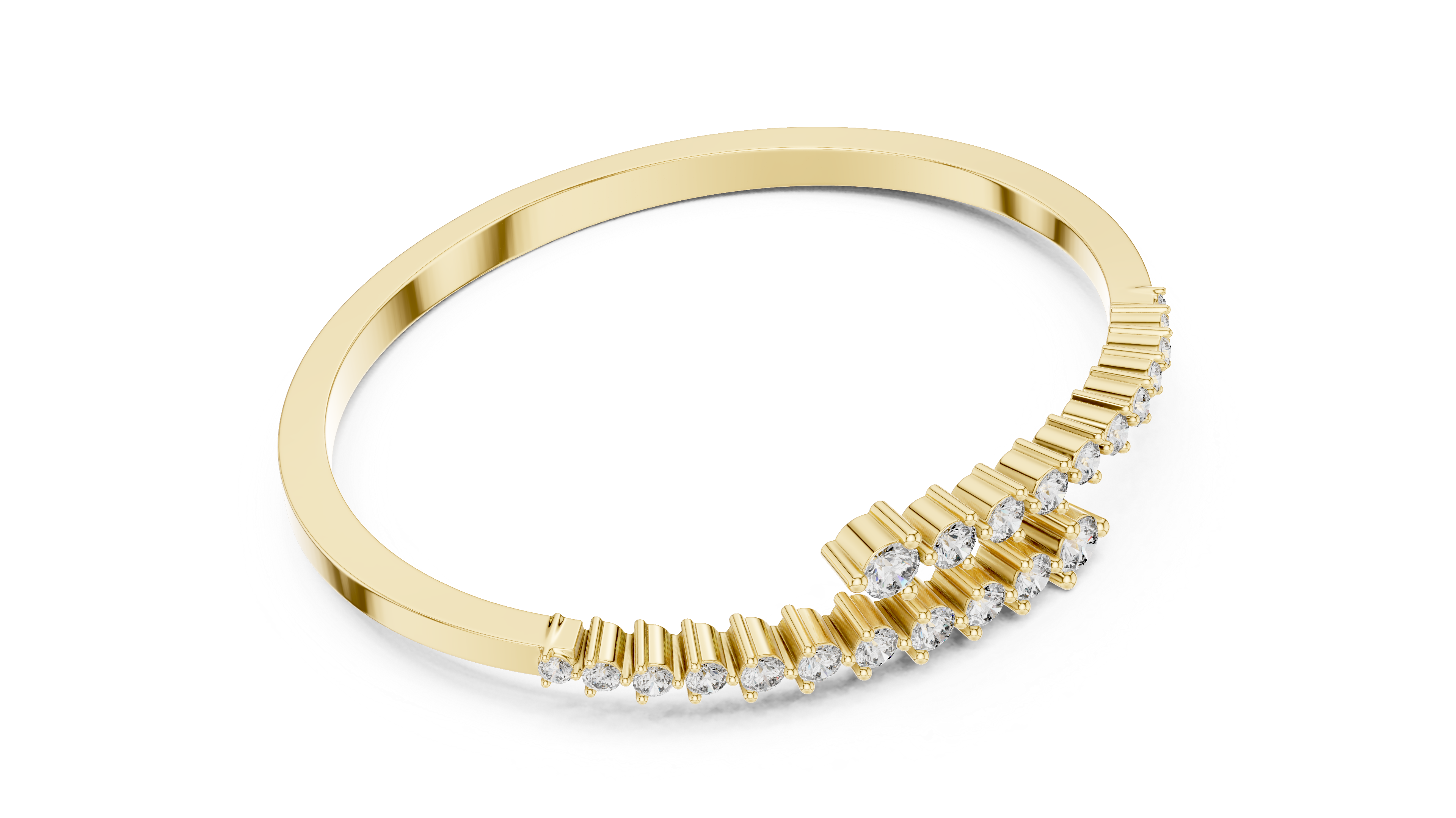 Open Bangle with Tapered Diamond Rows