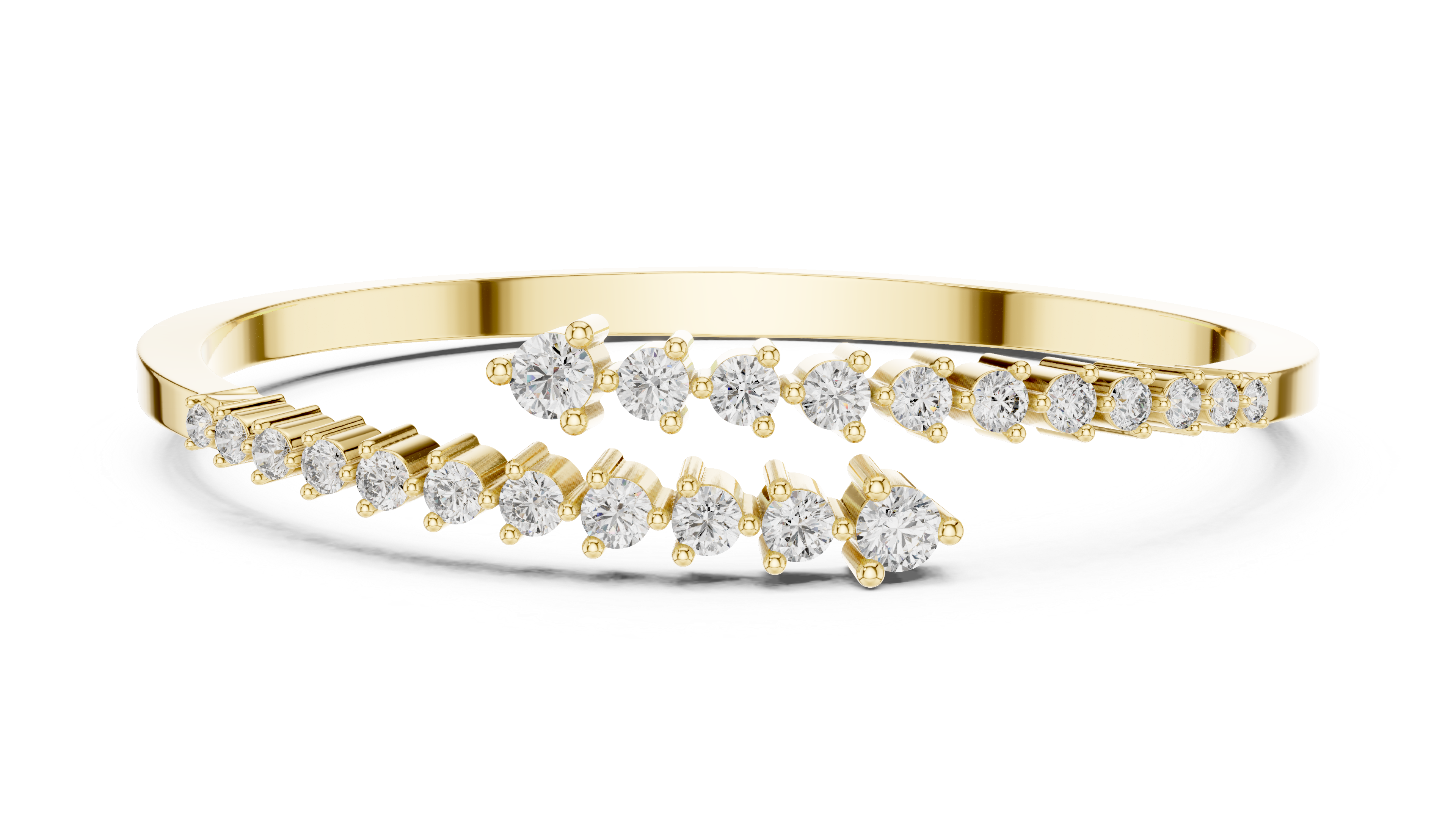 Open Bangle with Tapered Diamond Rows