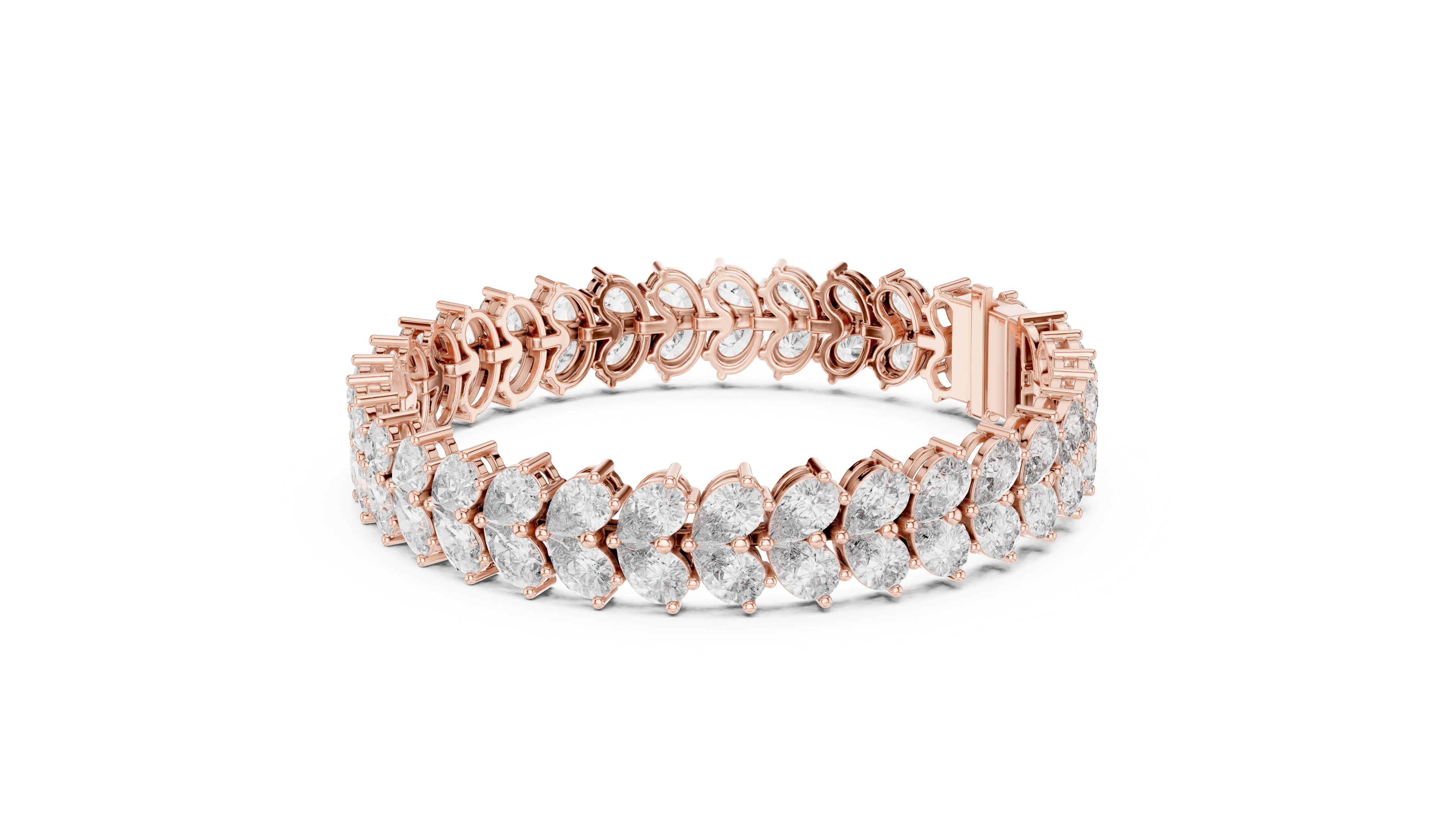 Double Row Pear-Shaped Diamond Bracelet