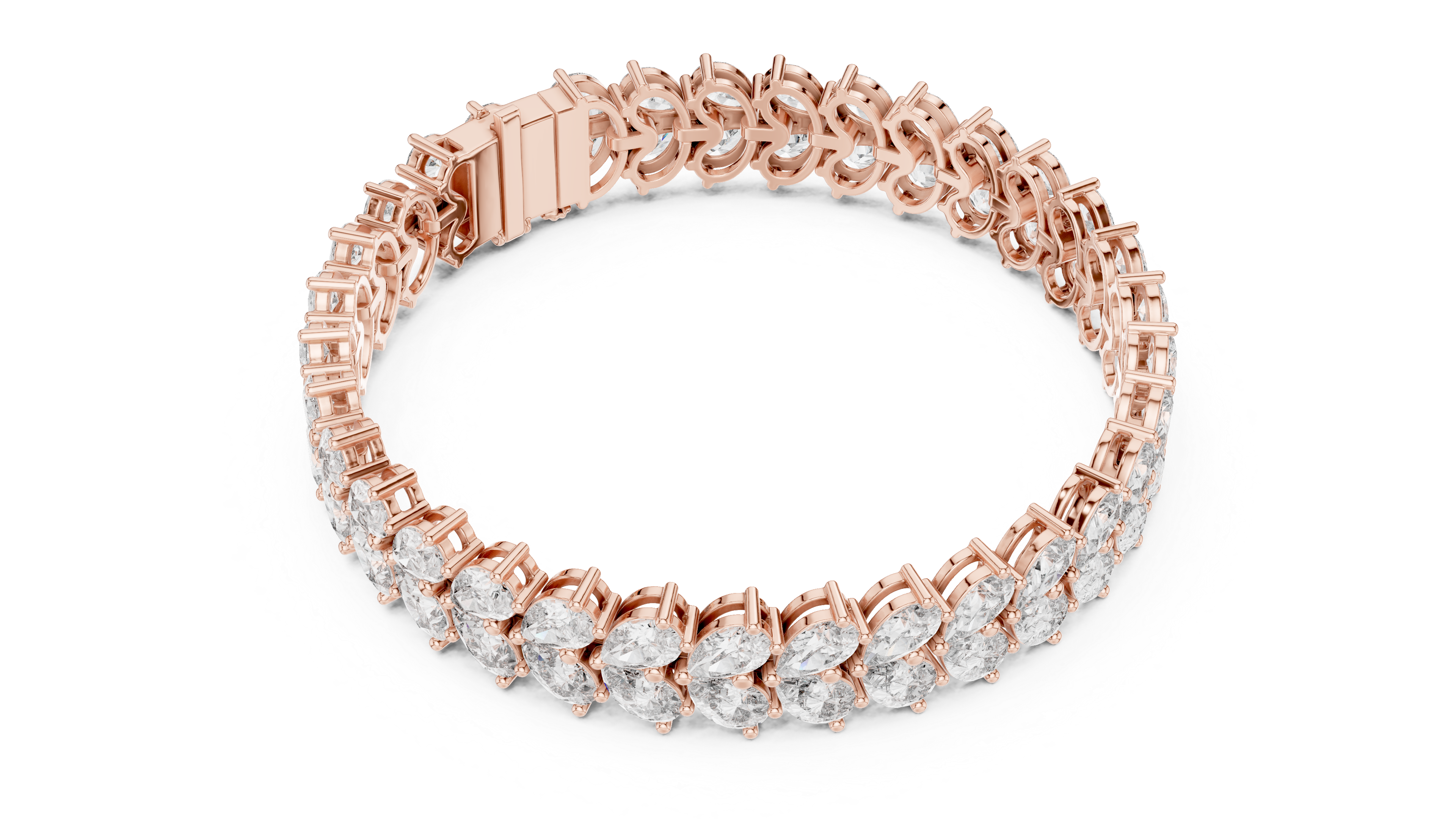 Double Row Pear-Shaped Diamond Bracelet