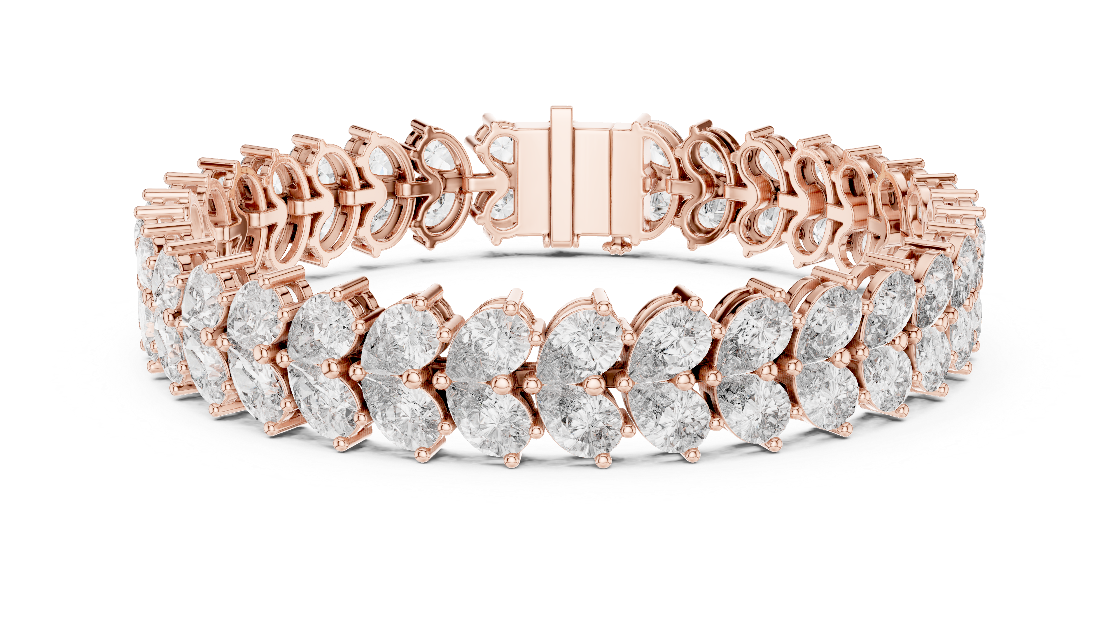 Double Row Pear-Shaped Diamond Bracelet