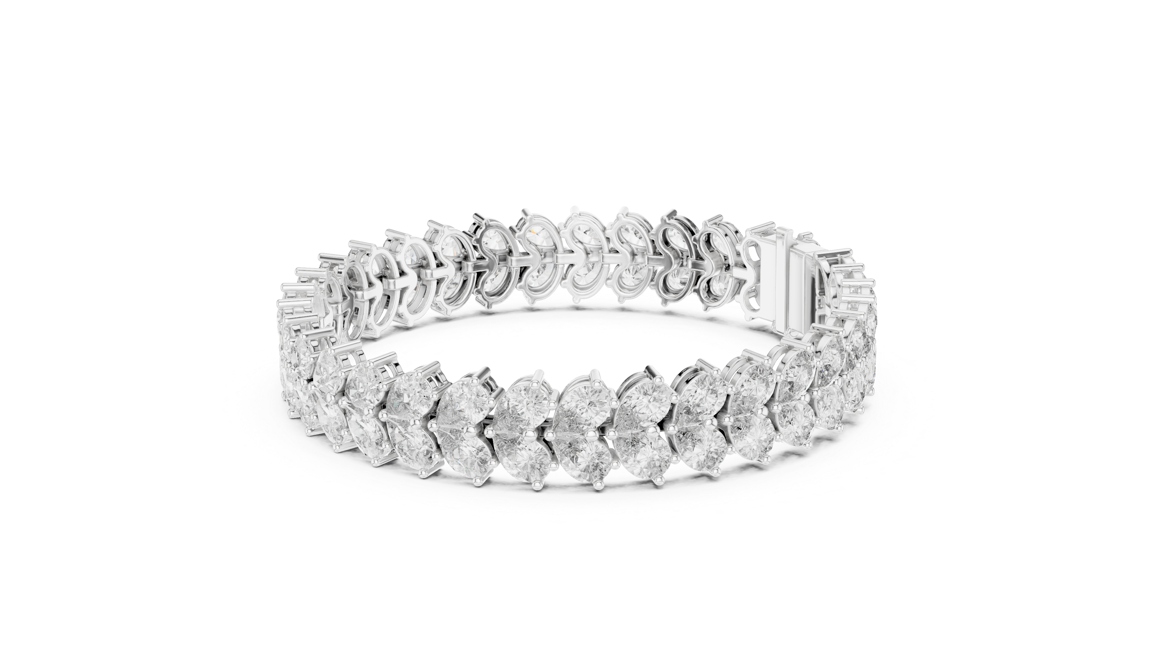 Double Row Pear-Shaped Diamond Bracelet