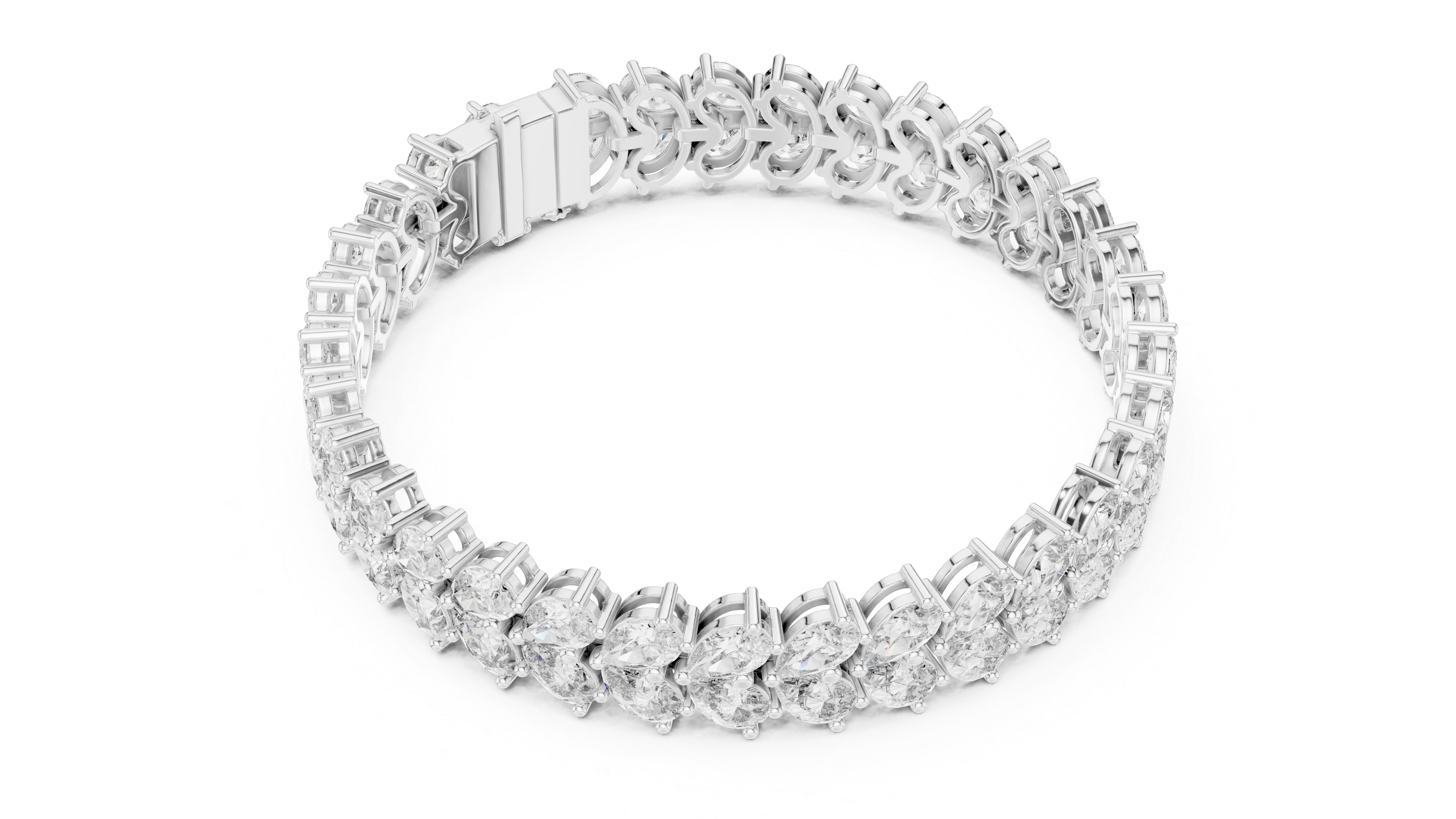 Double Row Pear-Shaped Diamond Bracelet
