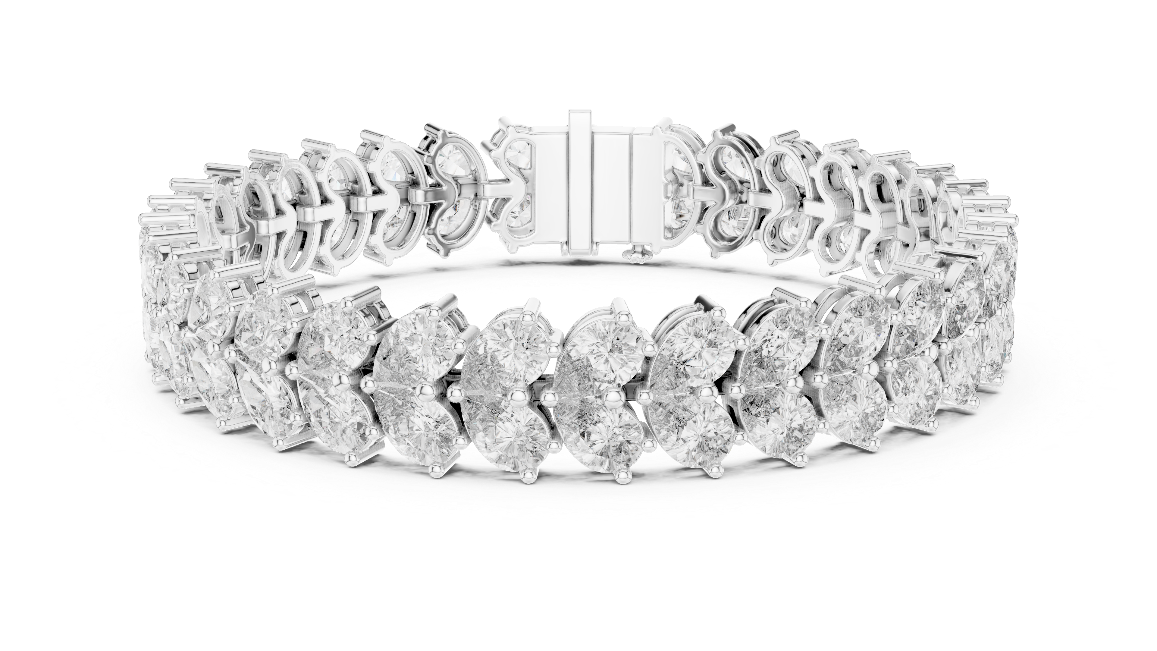 Double Row Pear-Shaped Diamond Bracelet