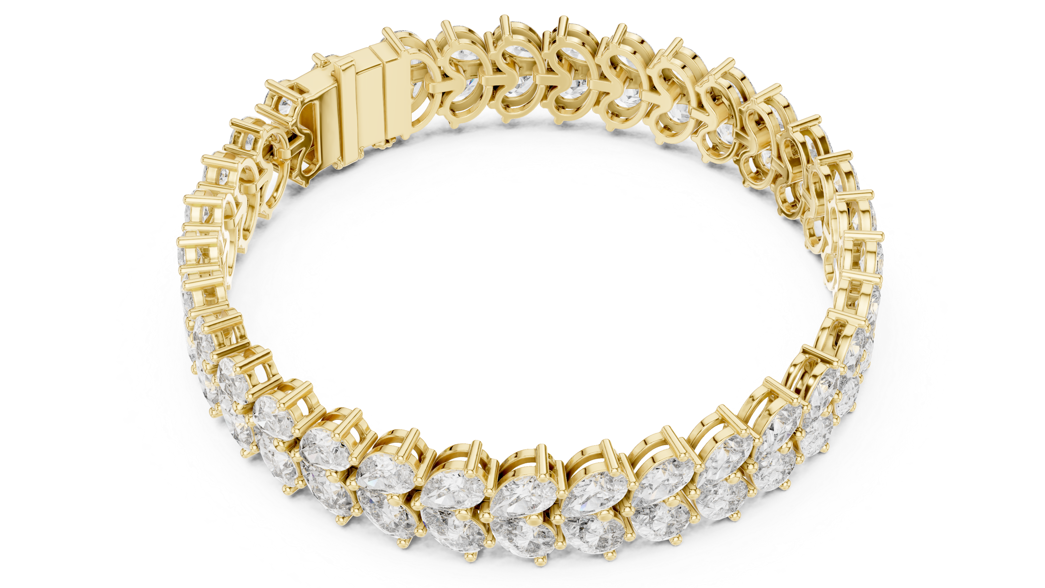 Double Row Pear-Shaped Diamond Bracelet