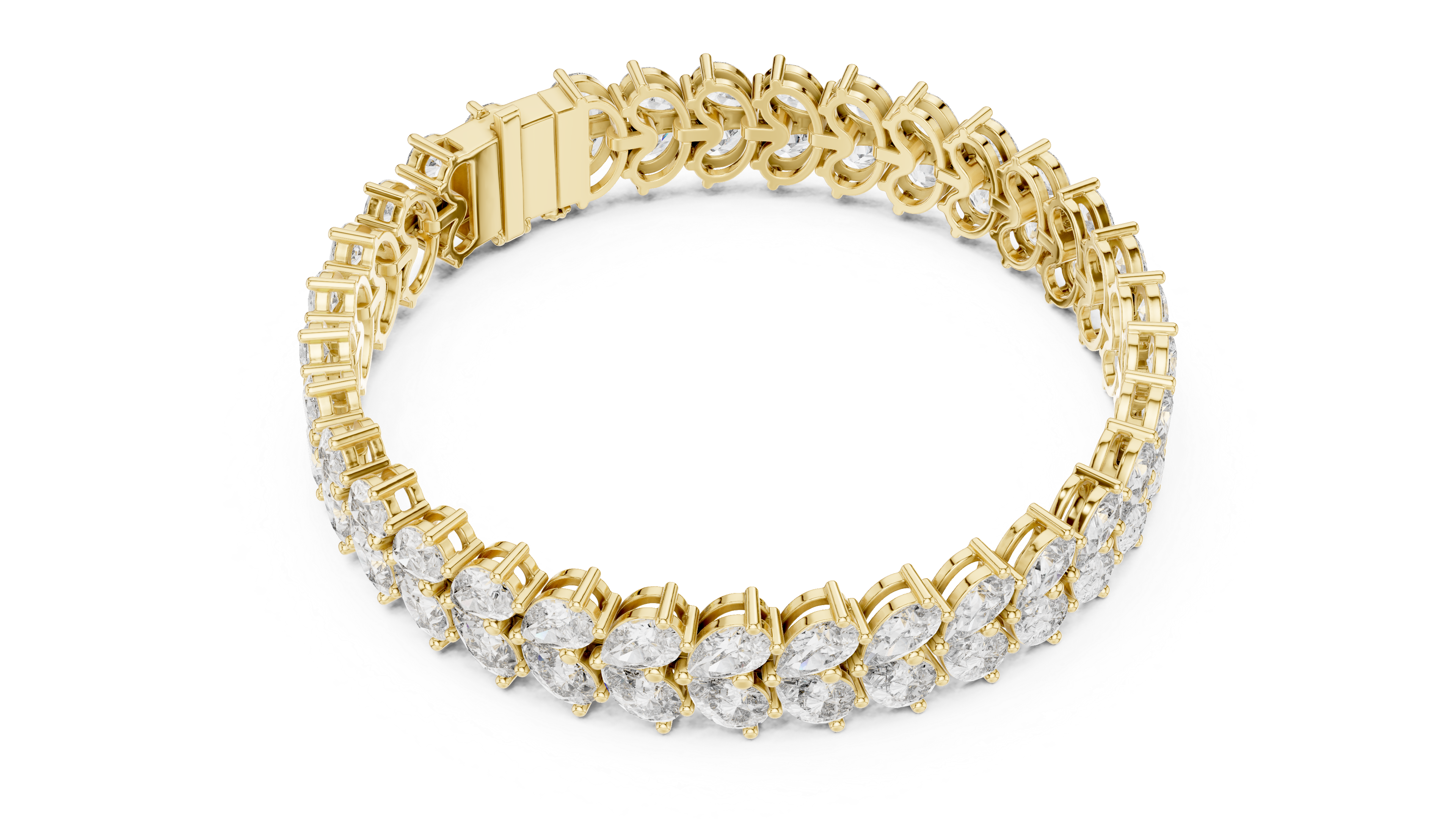Double Row Pear-Shaped Diamond Bracelet