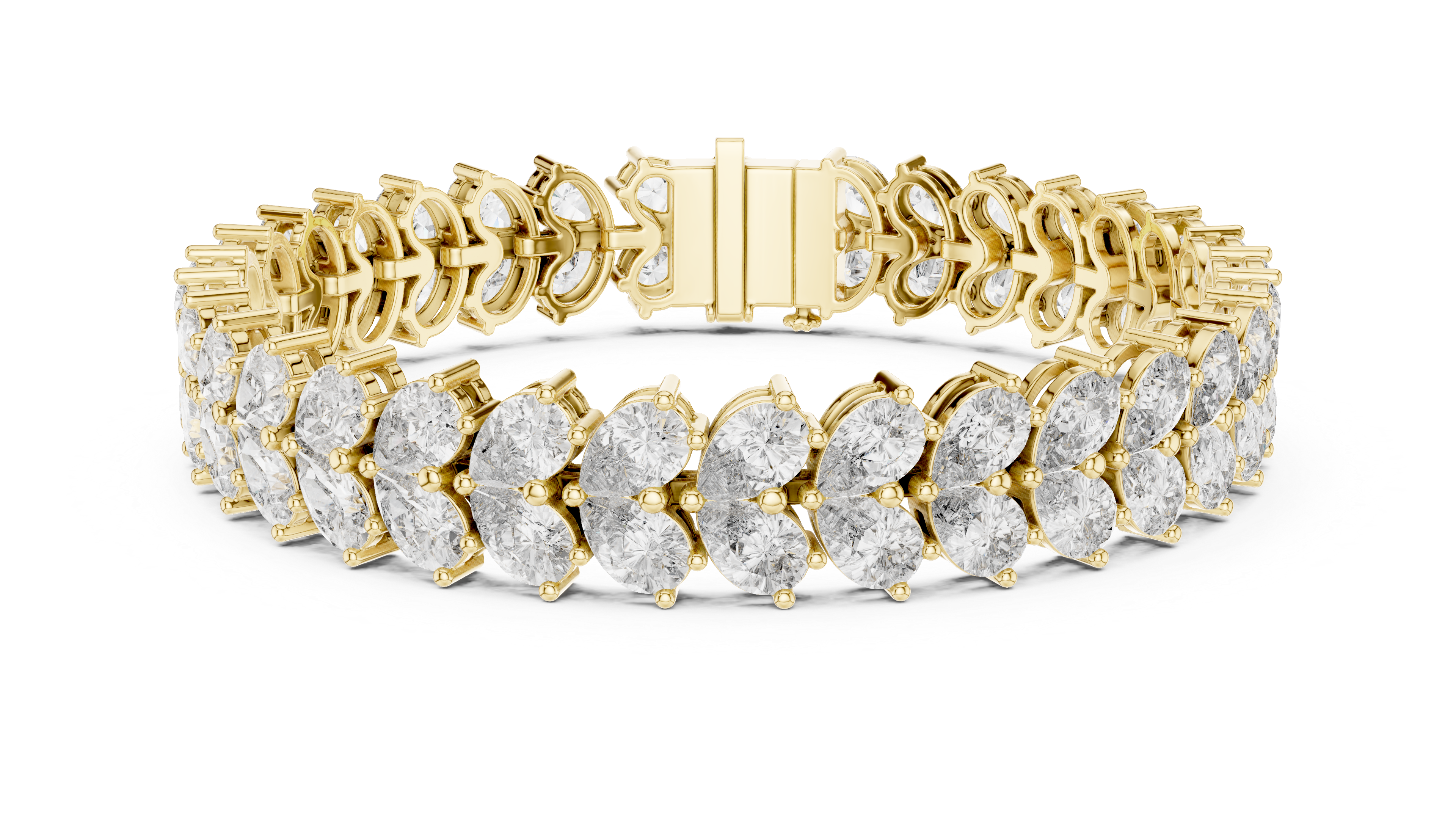 Double Row Pear-Shaped Diamond Bracelet