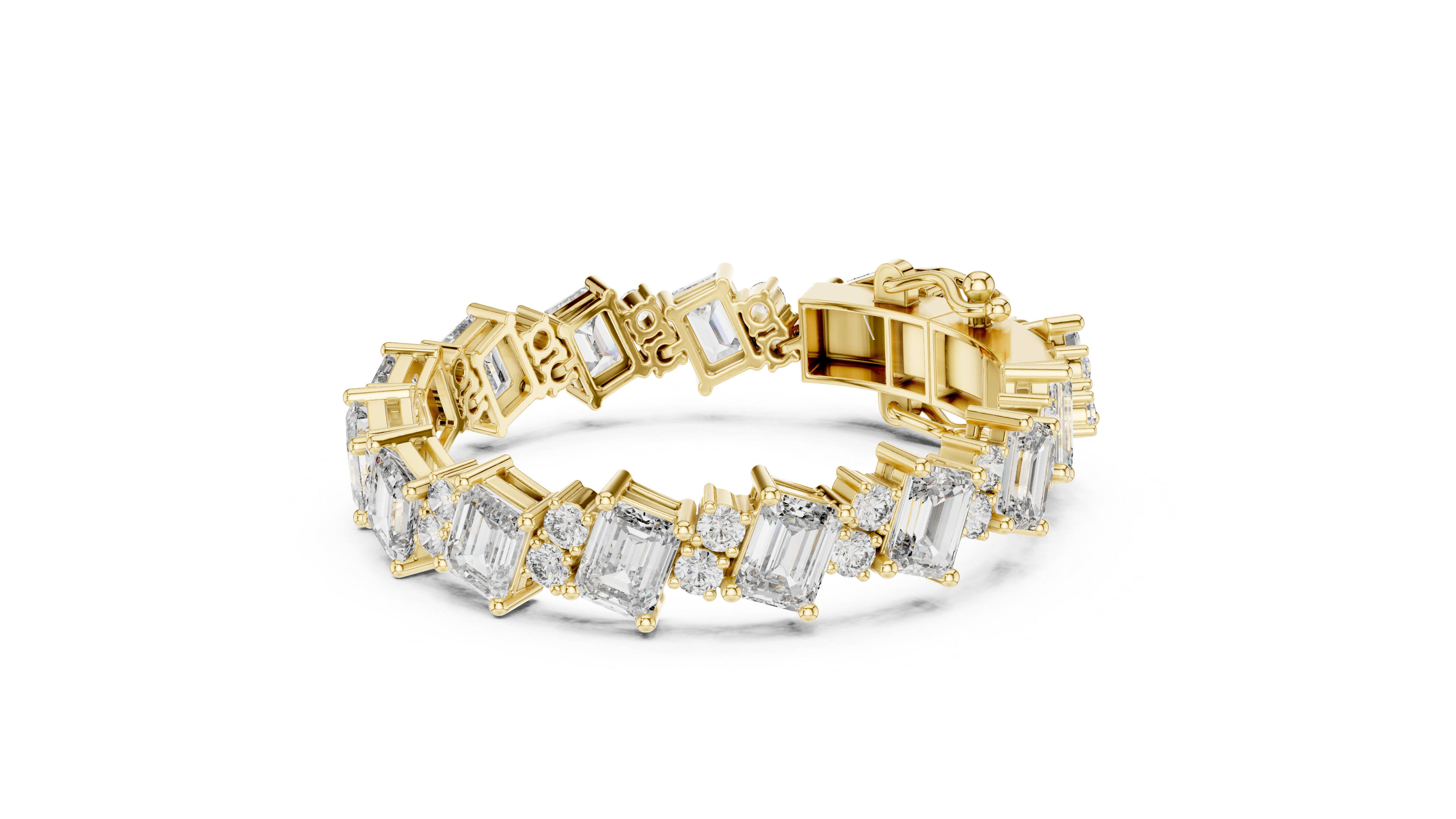 Exquisite Emerald-Cut Diamond Bracelet