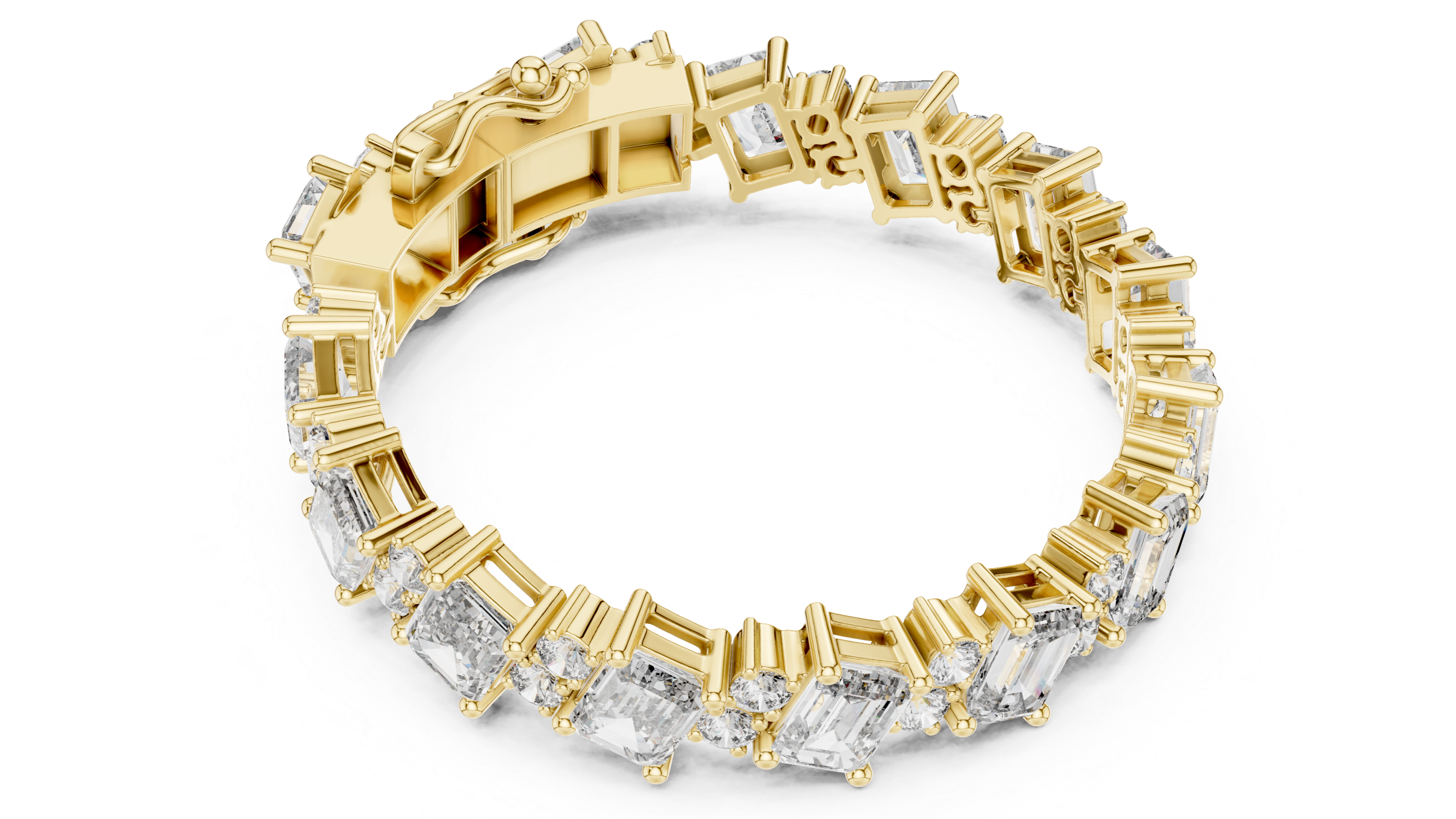 Exquisite Emerald-Cut Diamond Bracelet