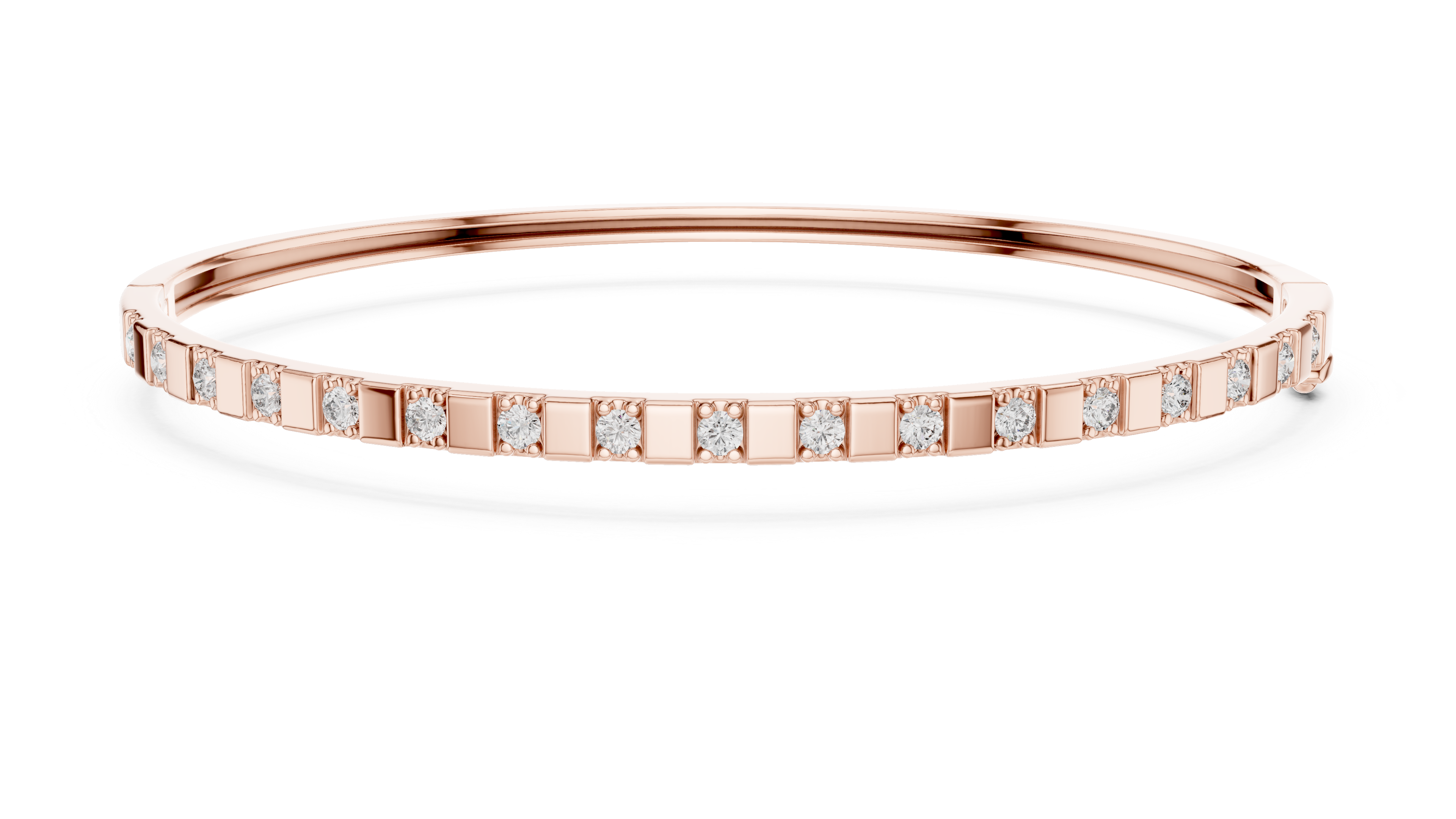 Minimalist Rose Gold Bangle with Channel-Set Diamonds