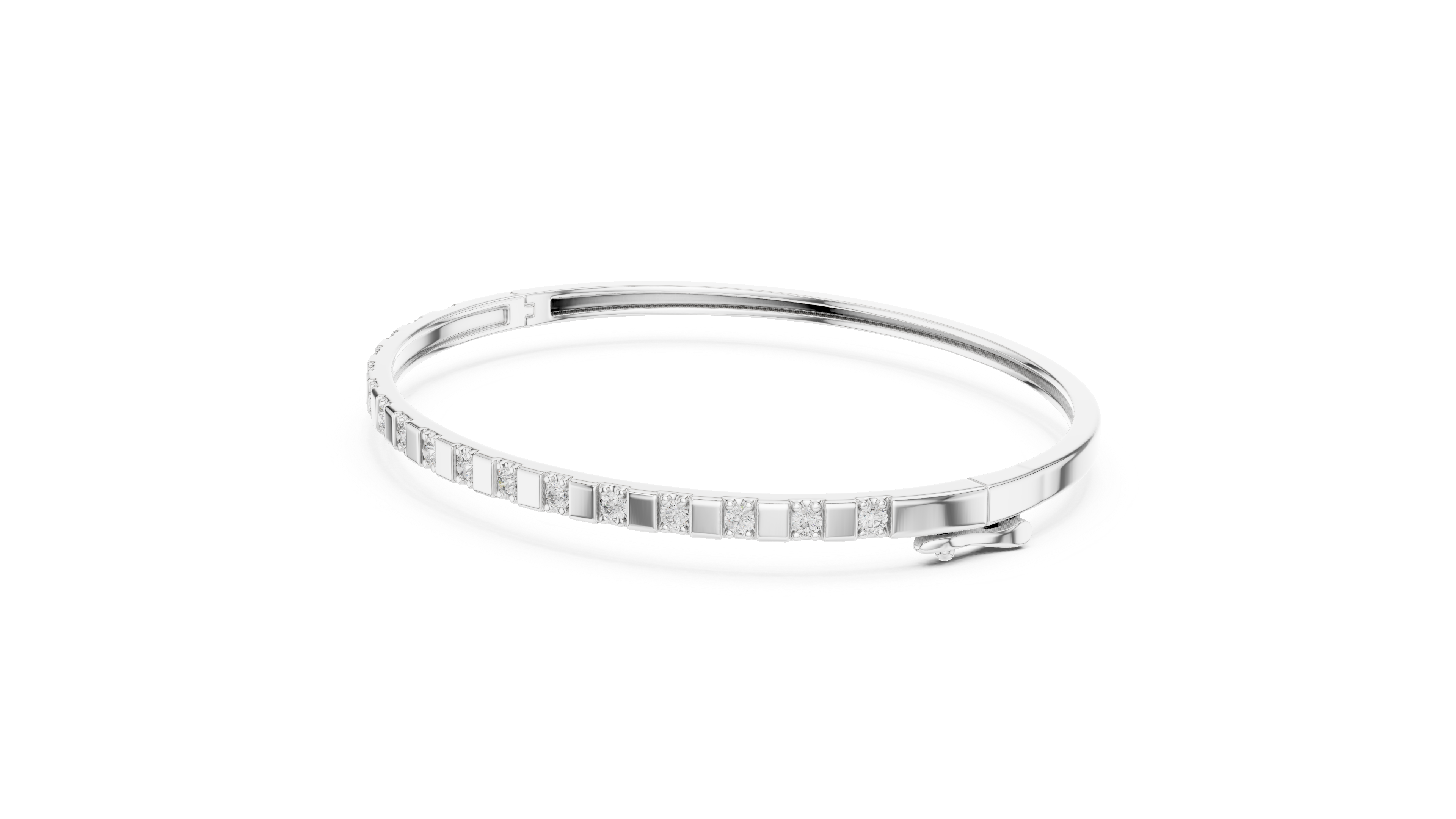 Minimalist Rose Gold Bangle with Channel-Set Diamonds