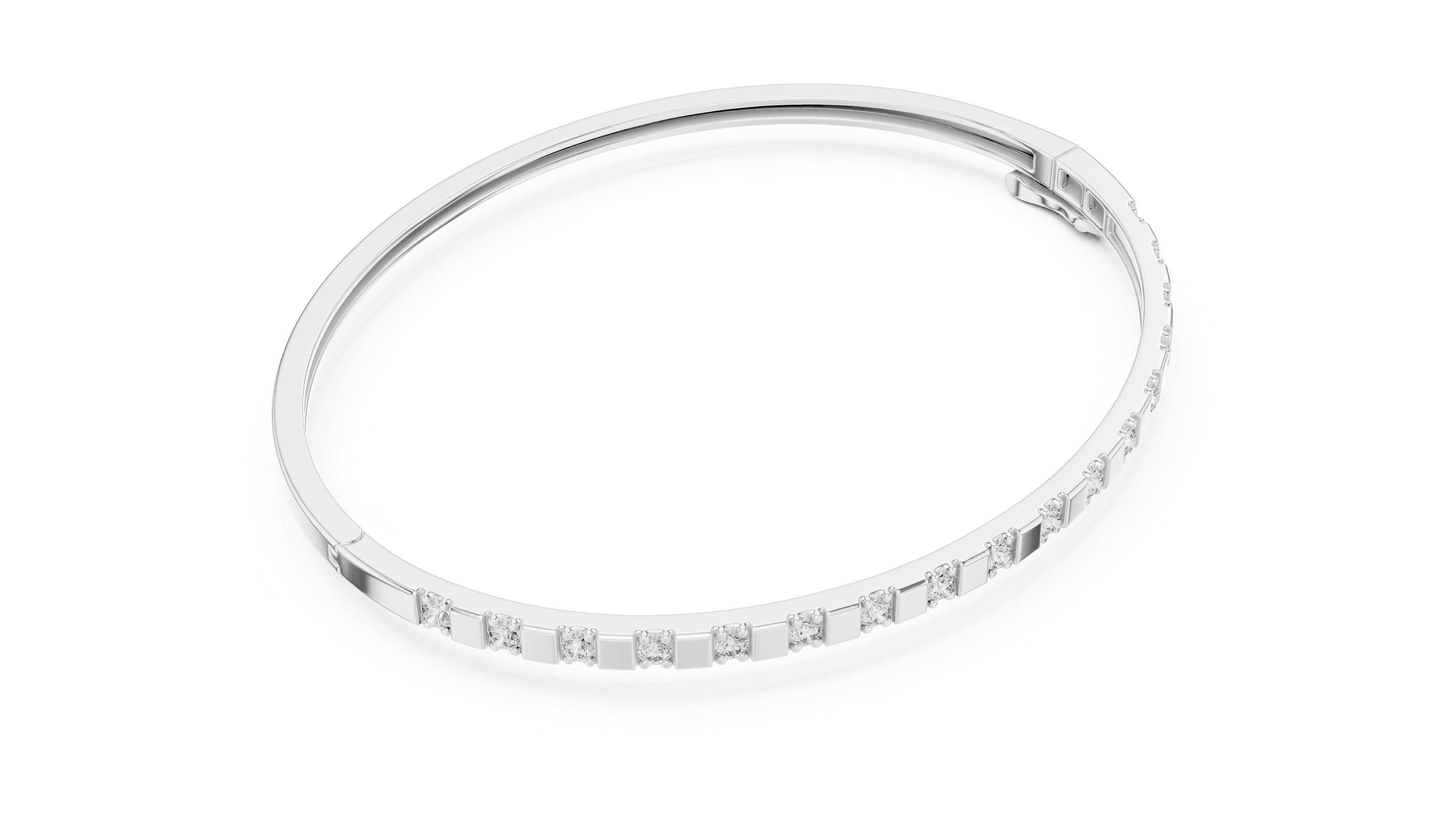Minimalist Rose Gold Bangle with Channel-Set Diamonds