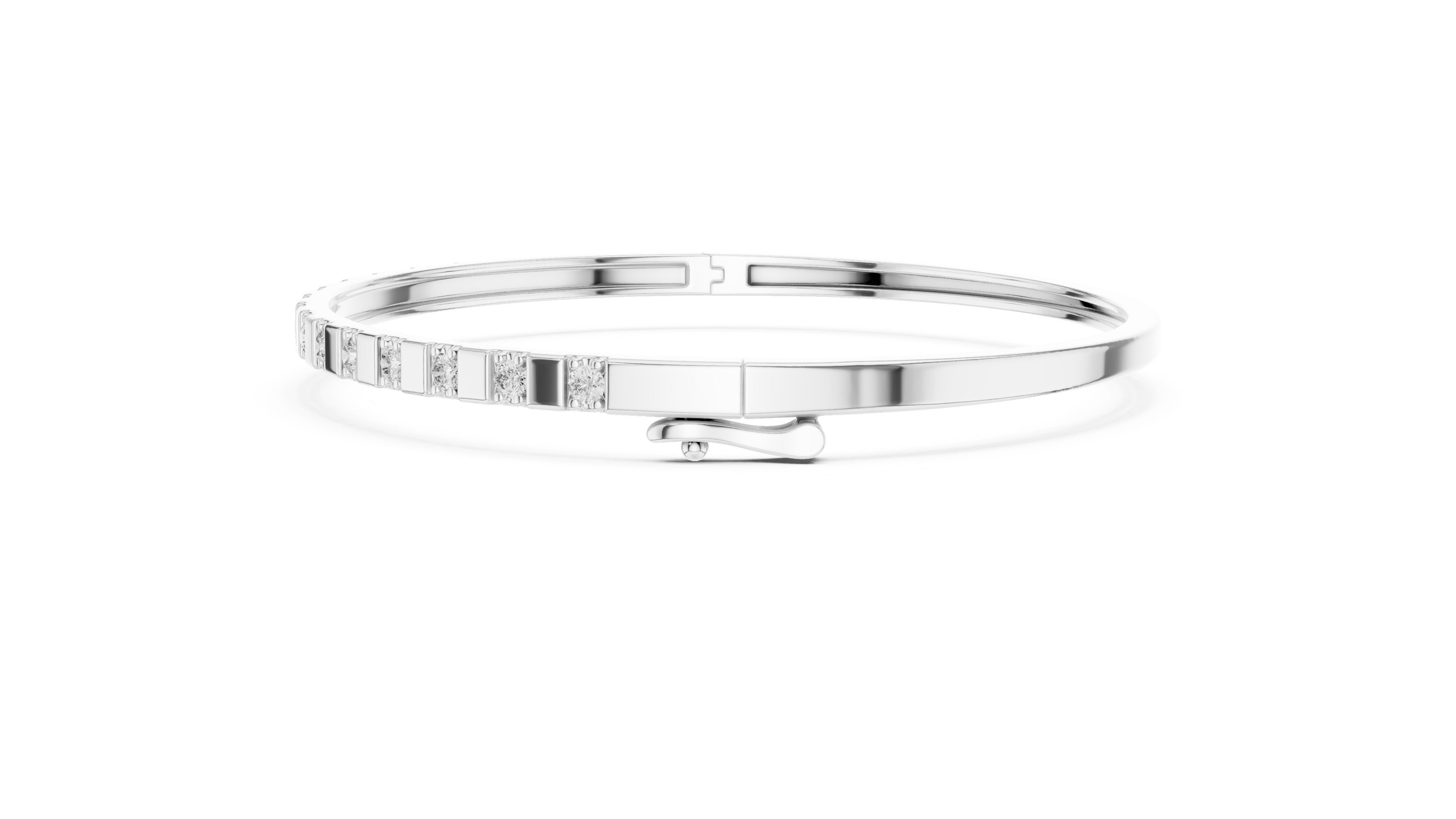 Minimalist Rose Gold Bangle with Channel-Set Diamonds