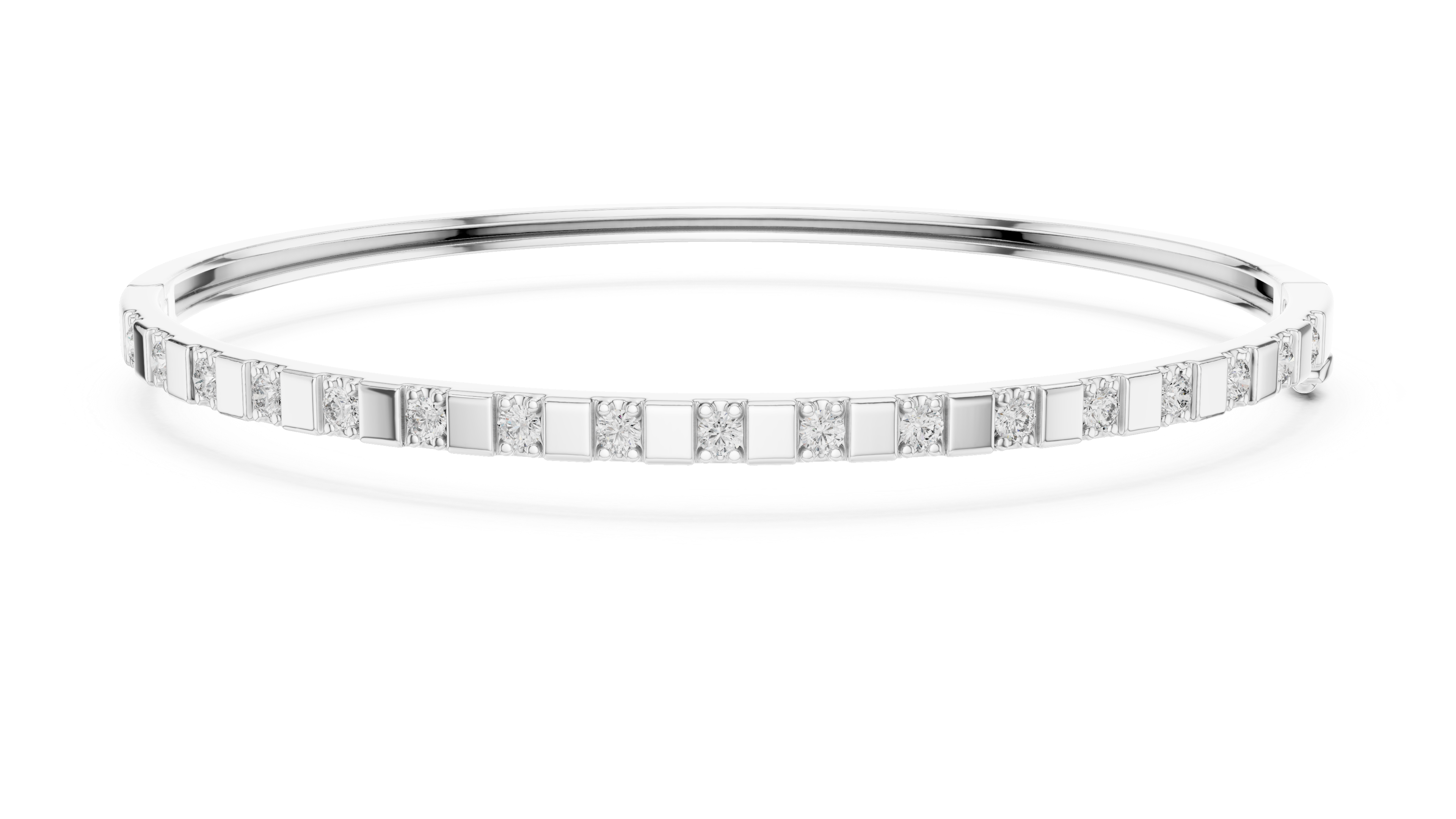 Minimalist Rose Gold Bangle with Channel-Set Diamonds