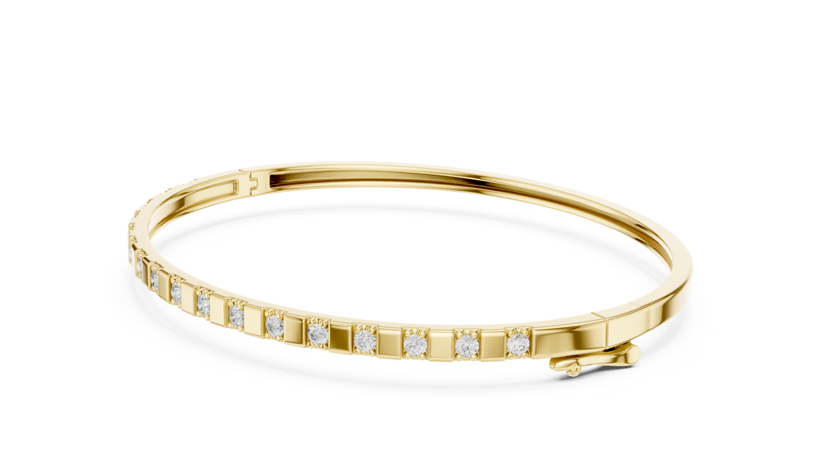 Minimalist Rose Gold Bangle with Channel-Set Diamonds