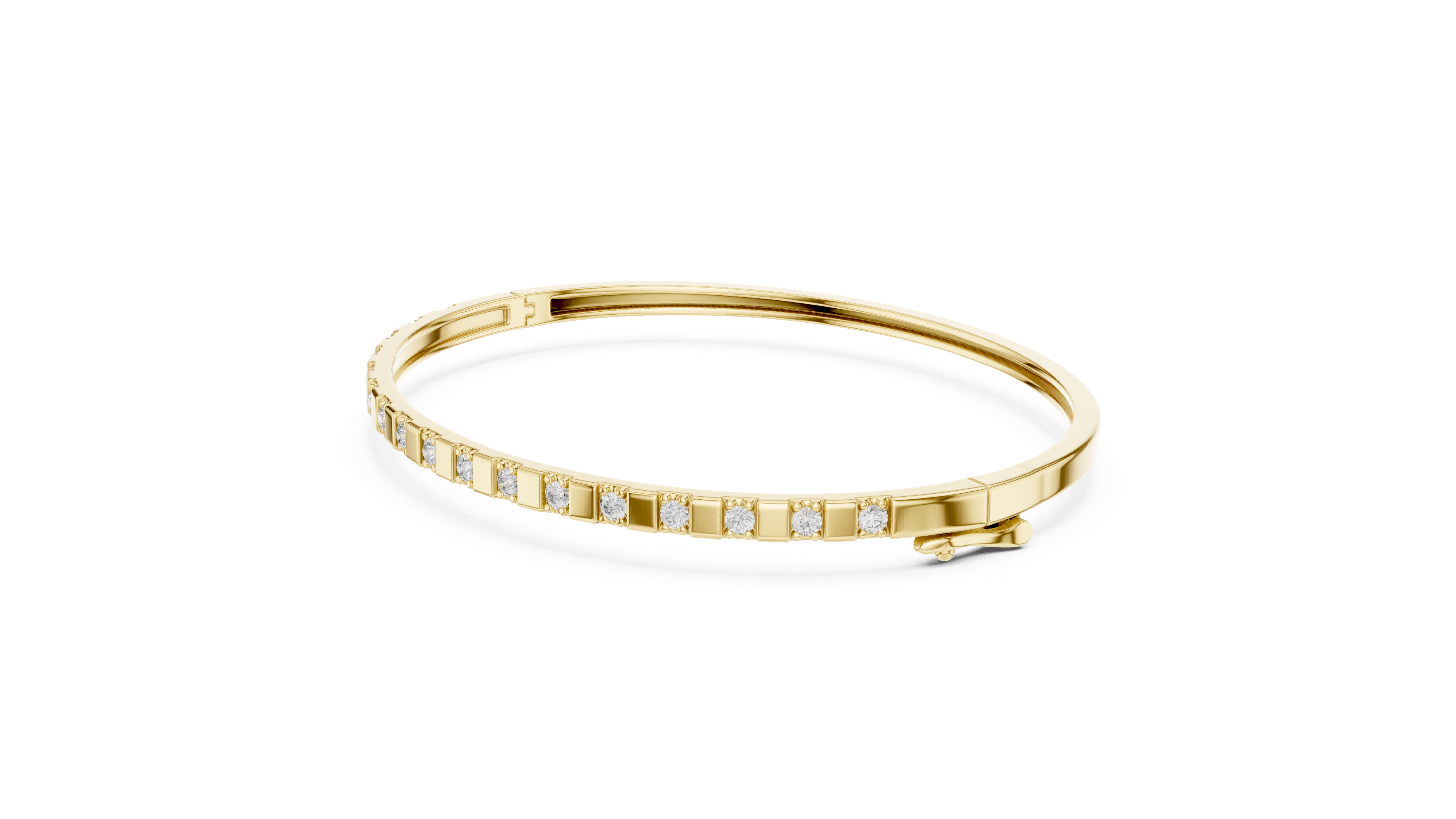 Minimalist Rose Gold Bangle with Channel-Set Diamonds