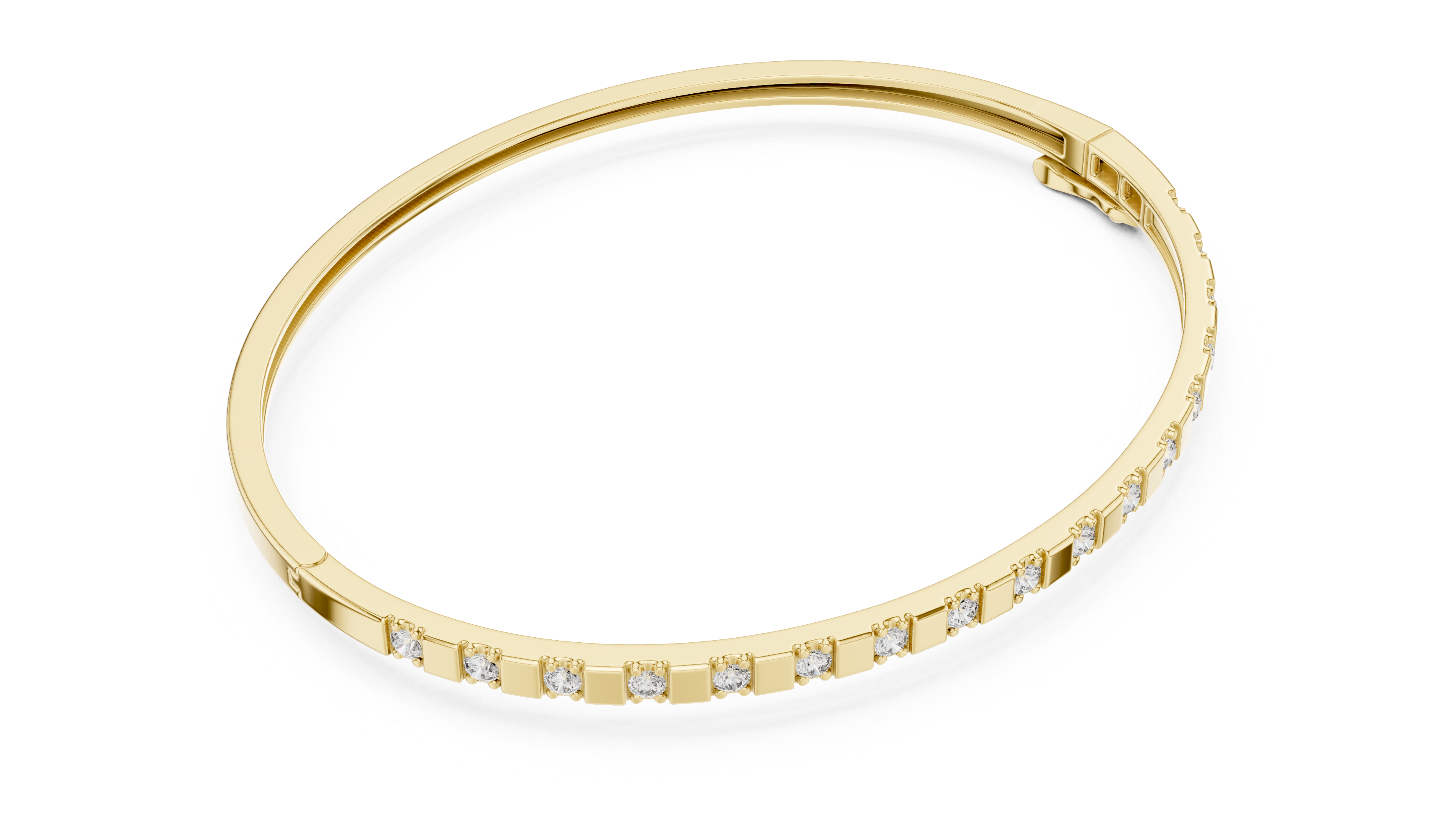 Minimalist Rose Gold Bangle with Channel-Set Diamonds