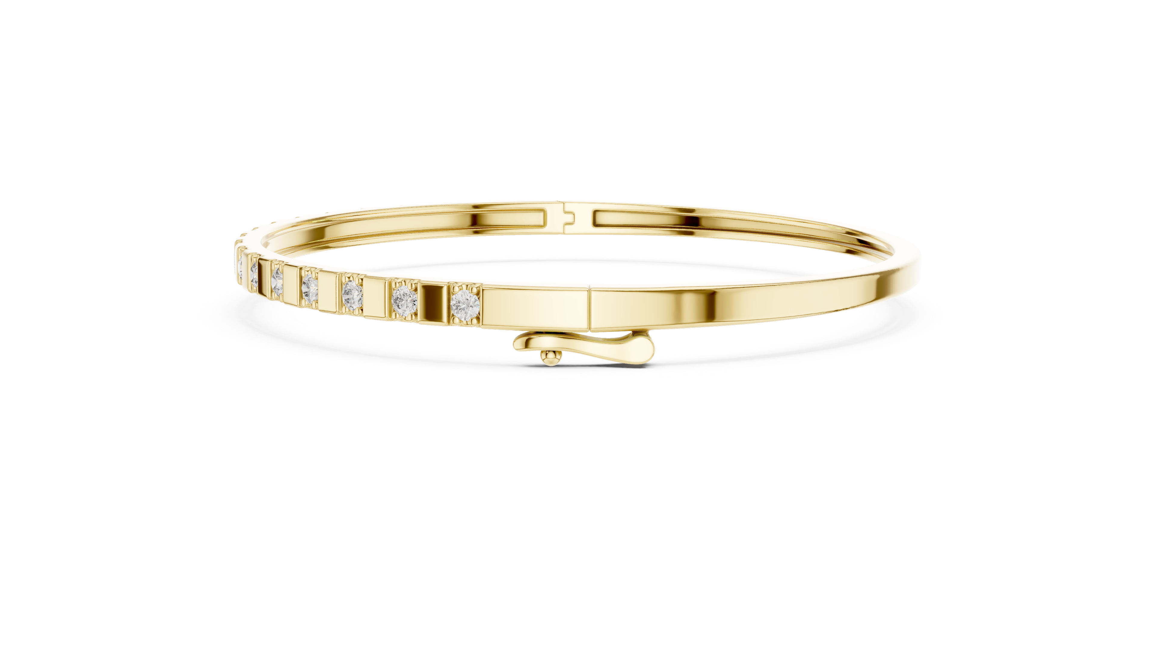 Minimalist Rose Gold Bangle with Channel-Set Diamonds