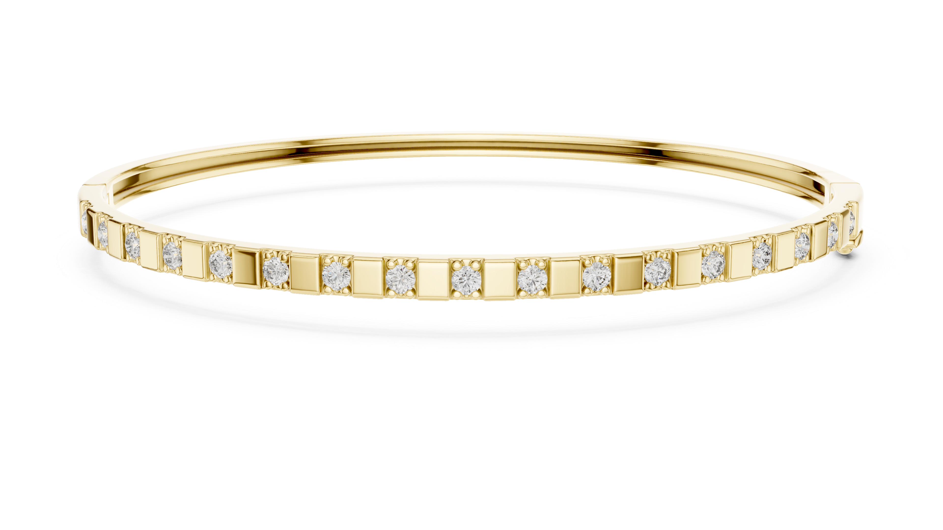 Minimalist Rose Gold Bangle with Channel-Set Diamonds
