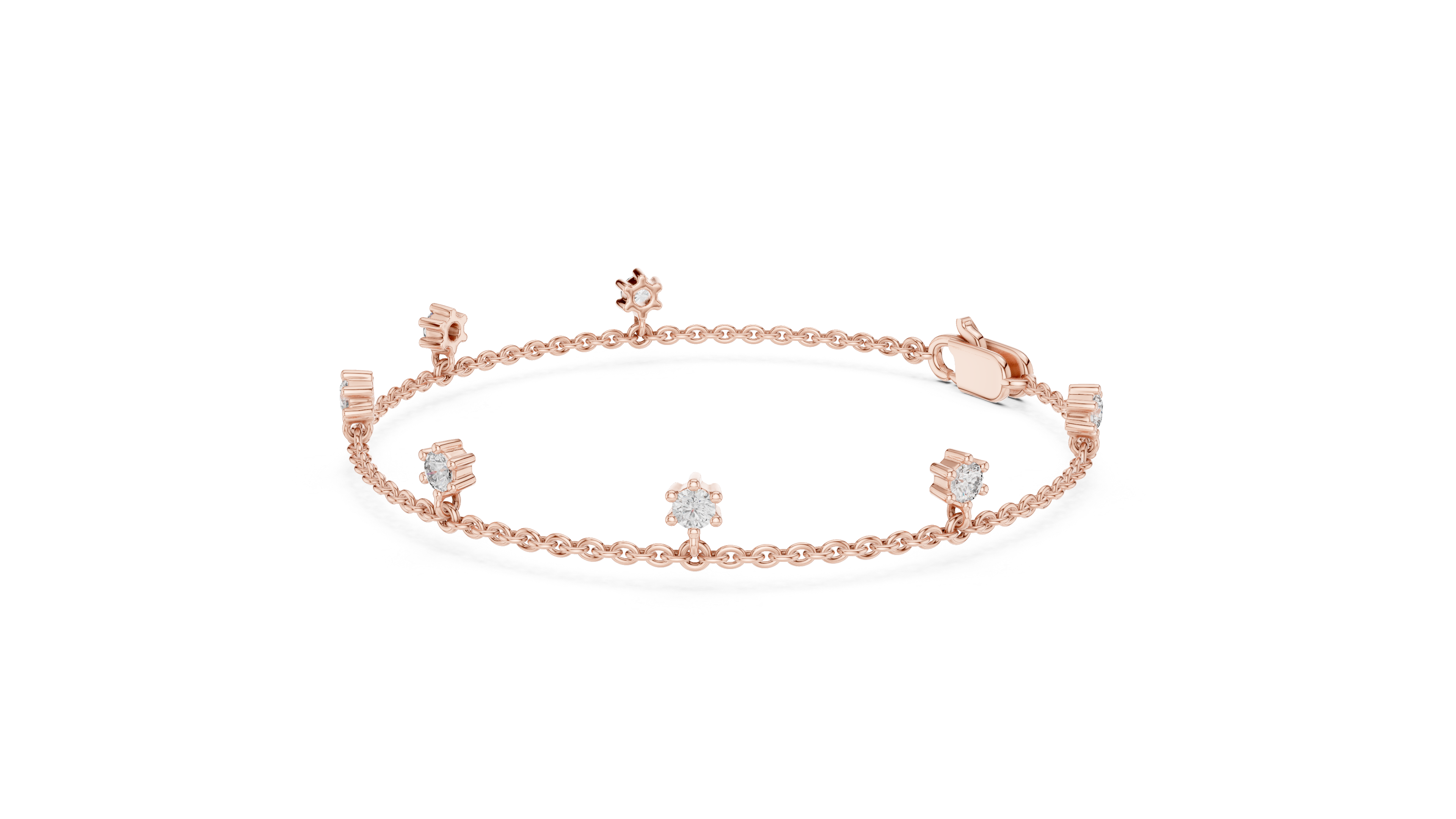 Bracelet with Dainty Diamond Floral Charms