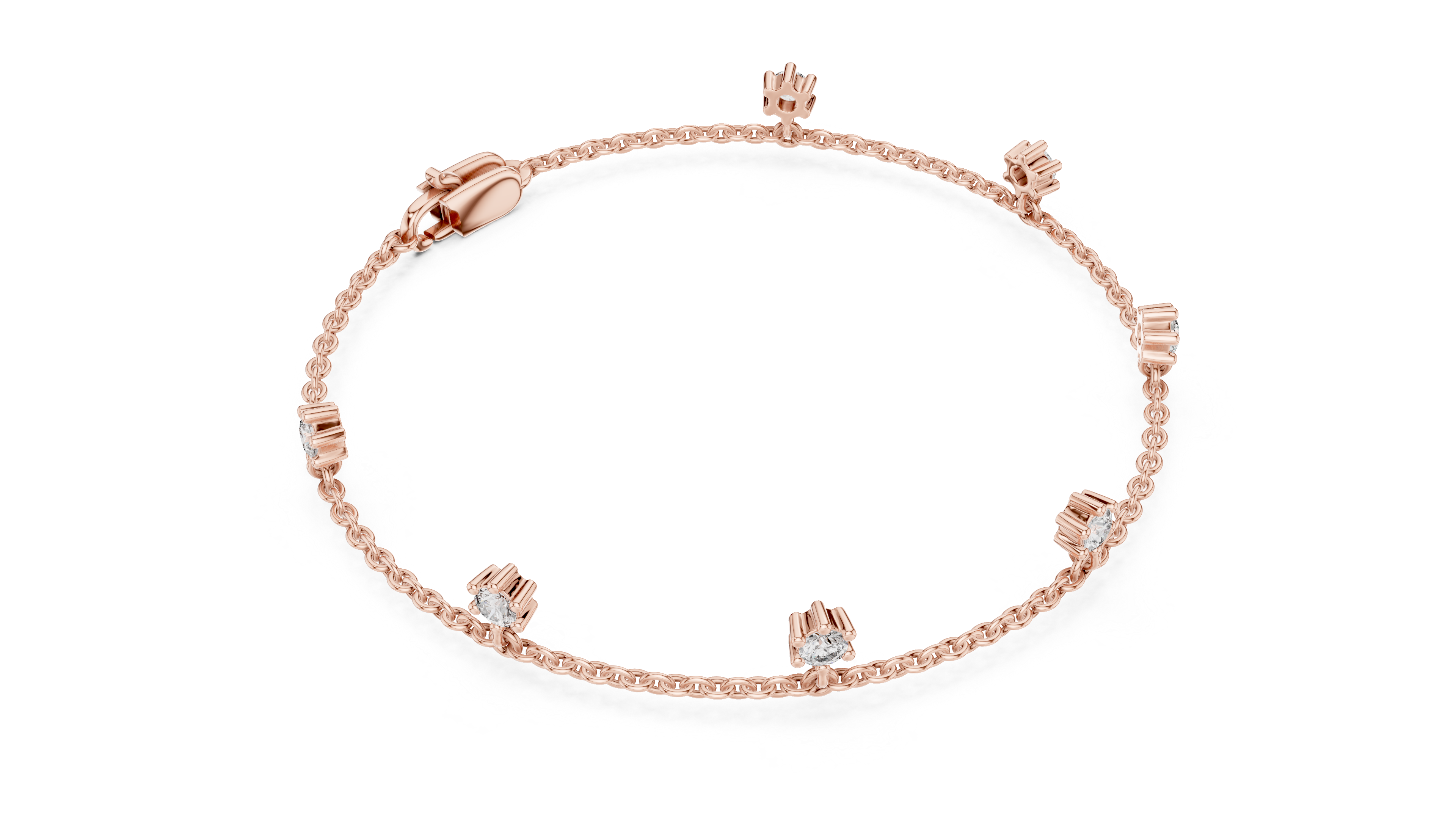 Bracelet with Dainty Diamond Floral Charms