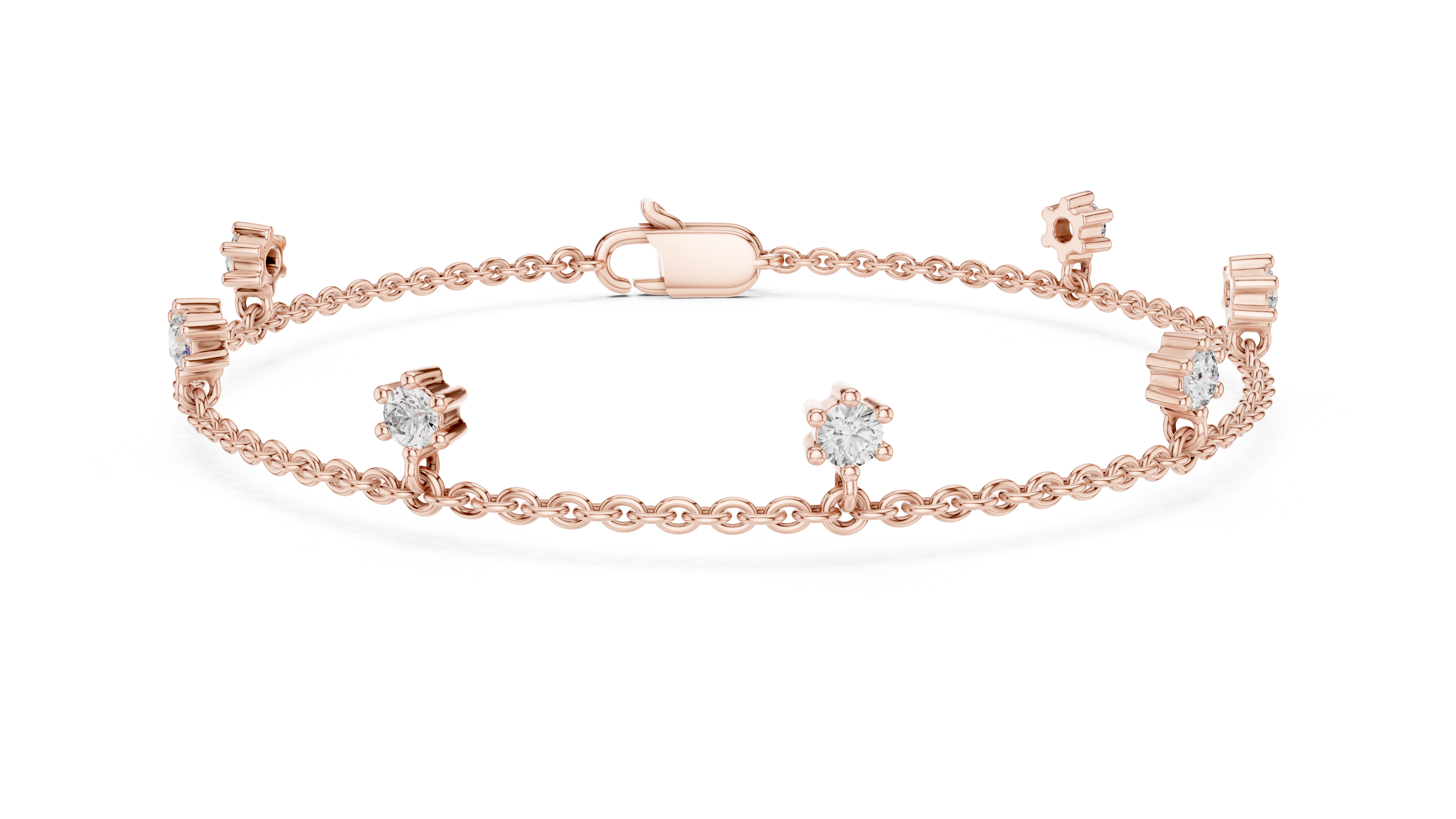 Bracelet with Dainty Diamond Floral Charms