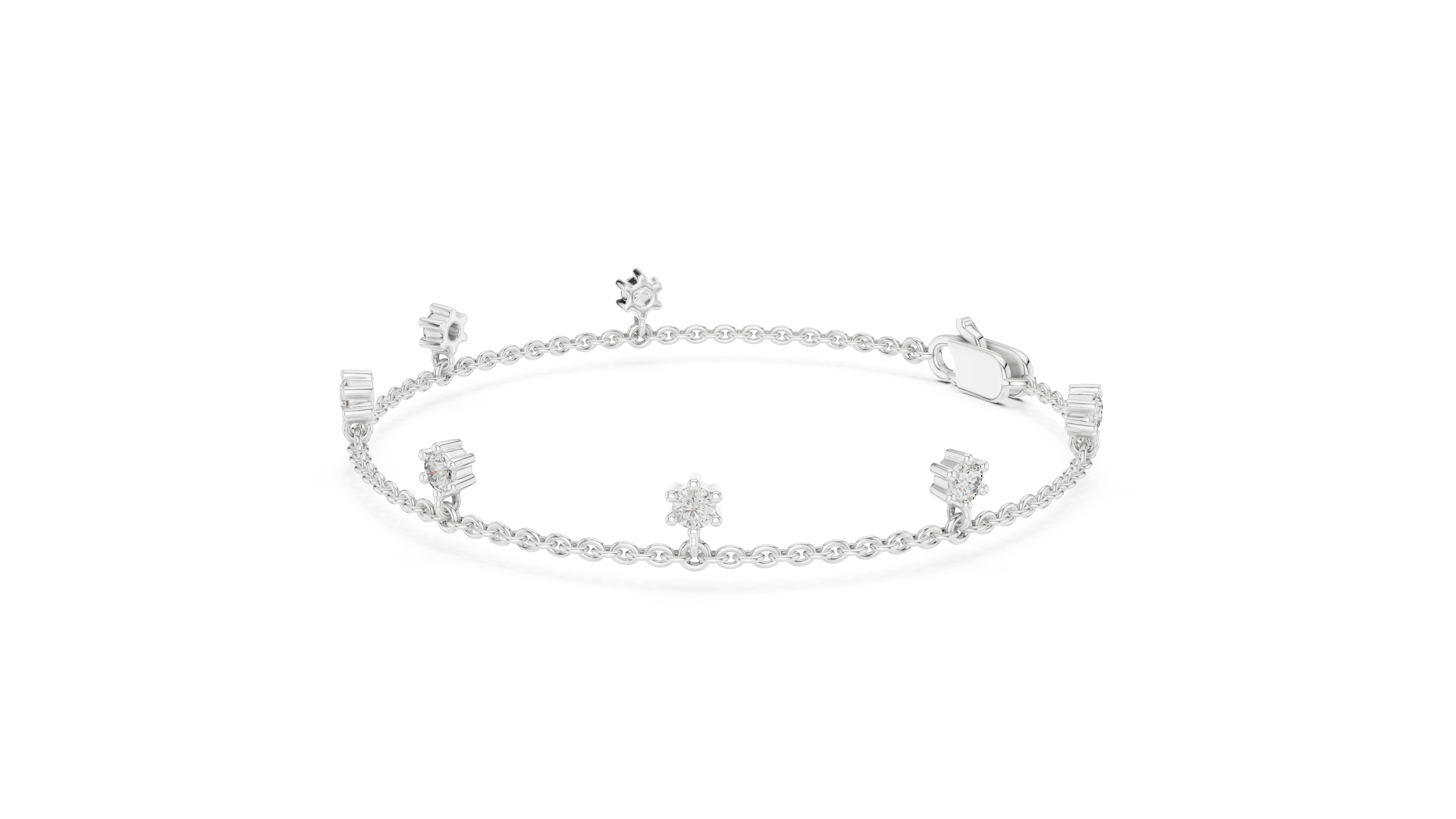 Bracelet with Dainty Diamond Floral Charms