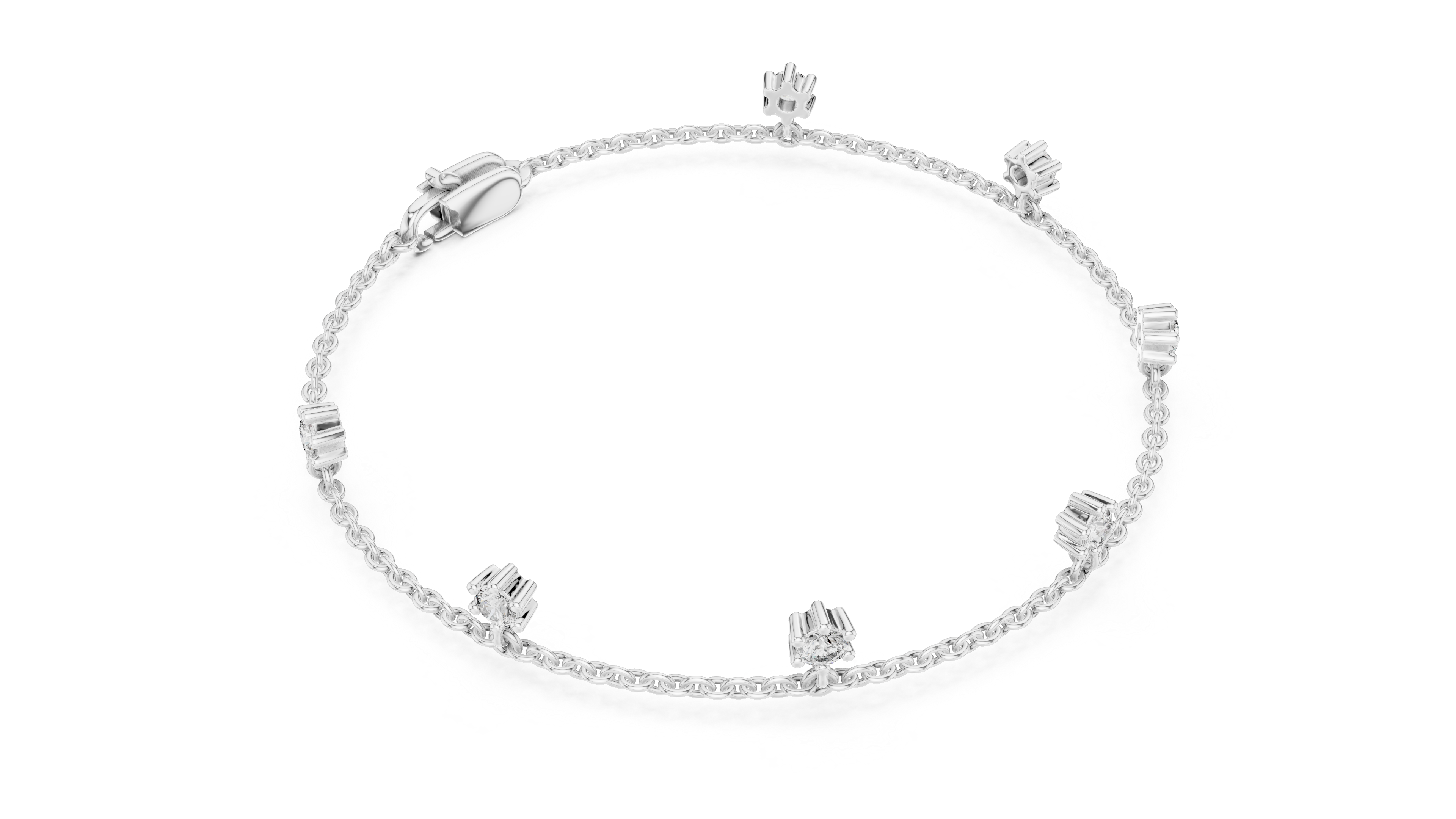 Bracelet with Dainty Diamond Floral Charms