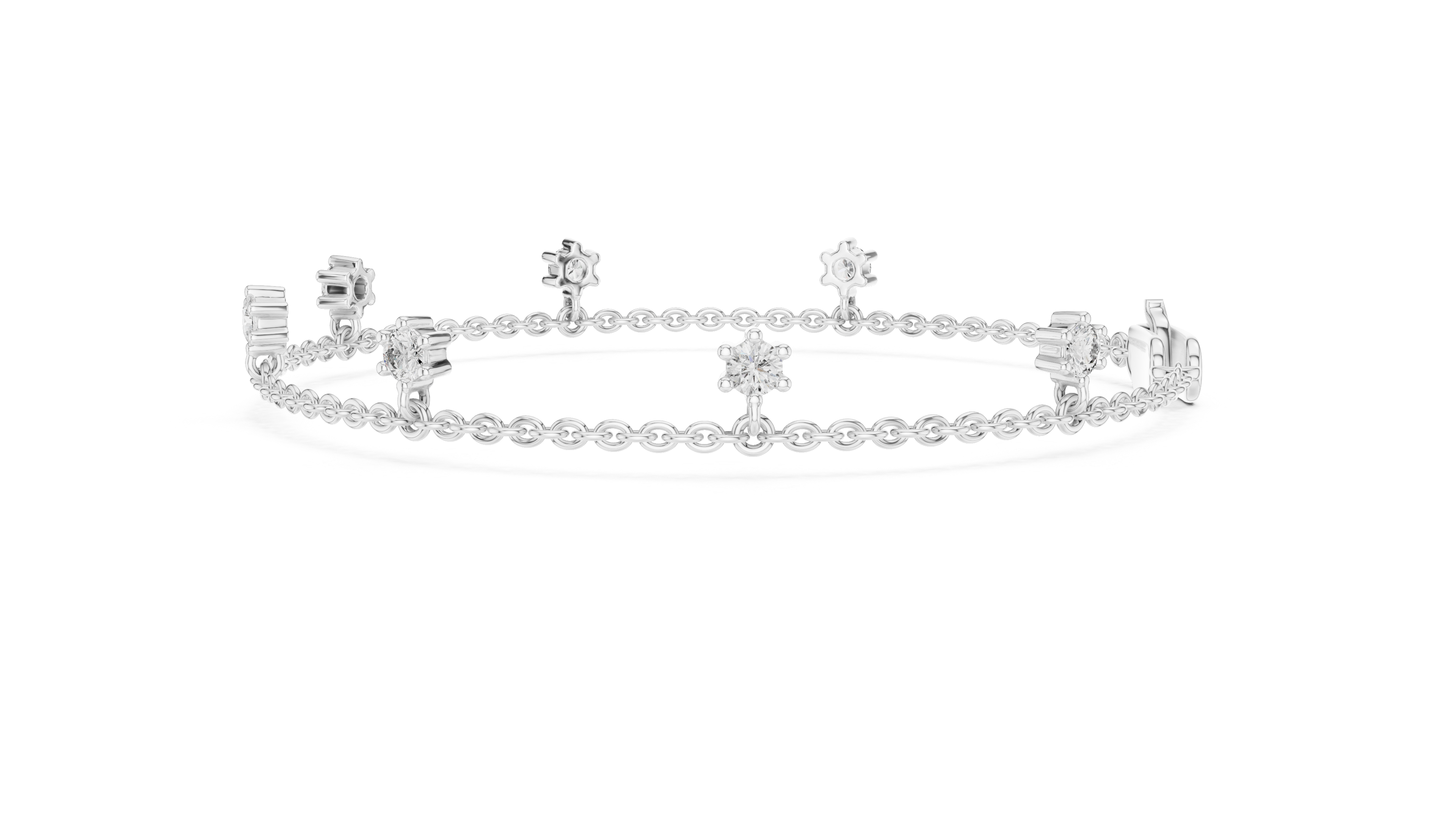 Bracelet with Dainty Diamond Floral Charms