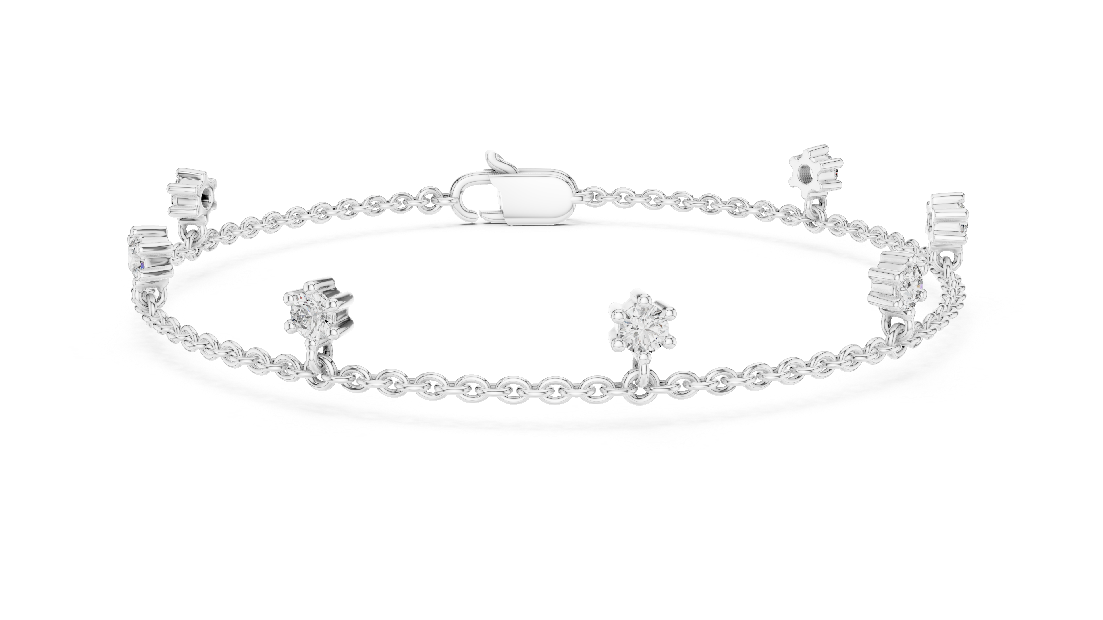 Bracelet with Dainty Diamond Floral Charms