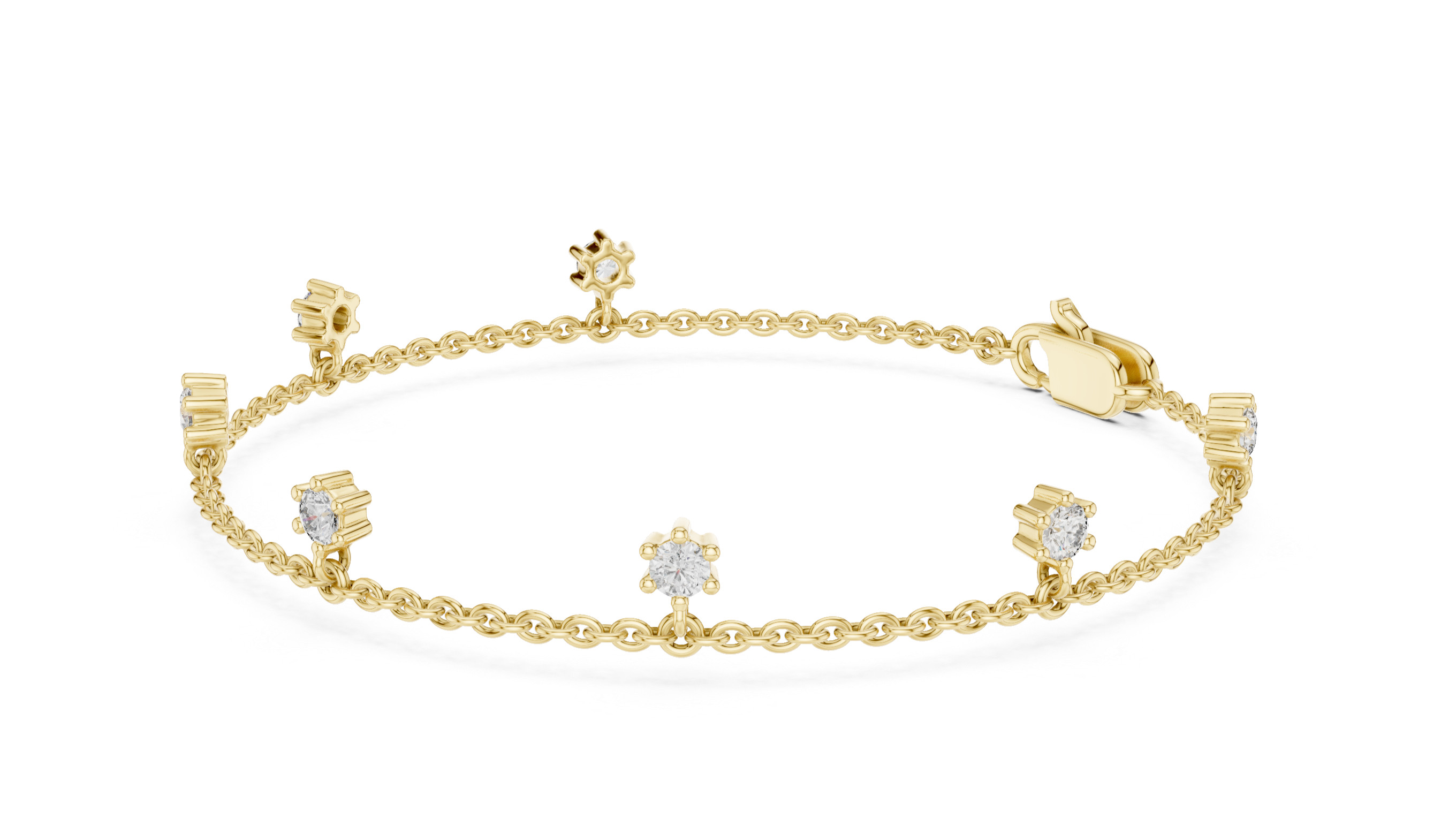 Bracelet with Dainty Diamond Floral Charms