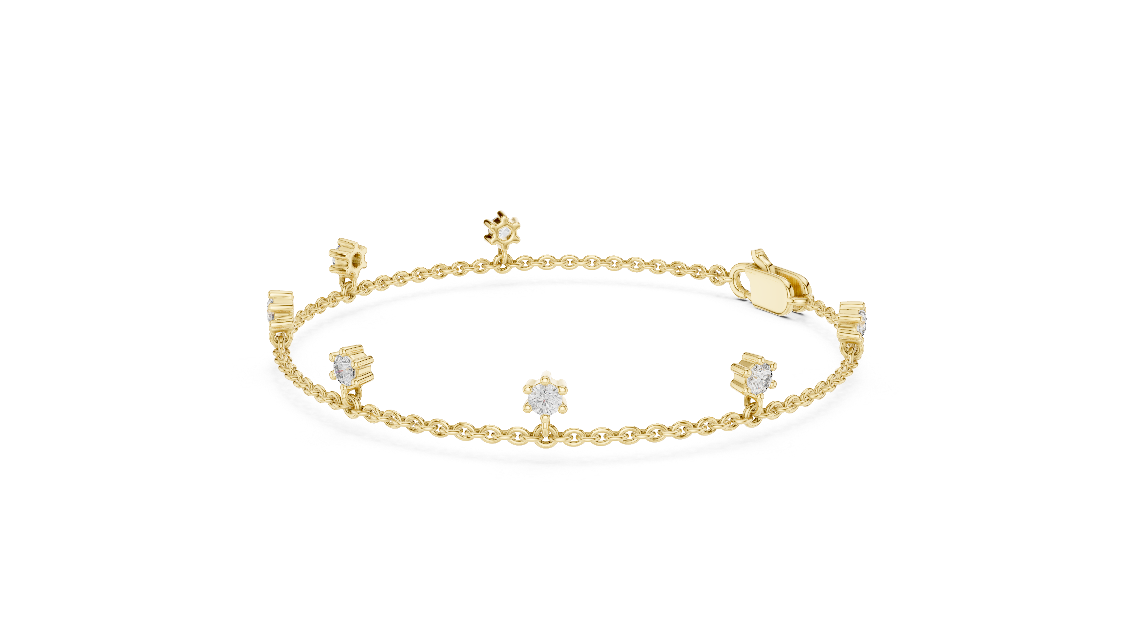 Bracelet with Dainty Diamond Floral Charms