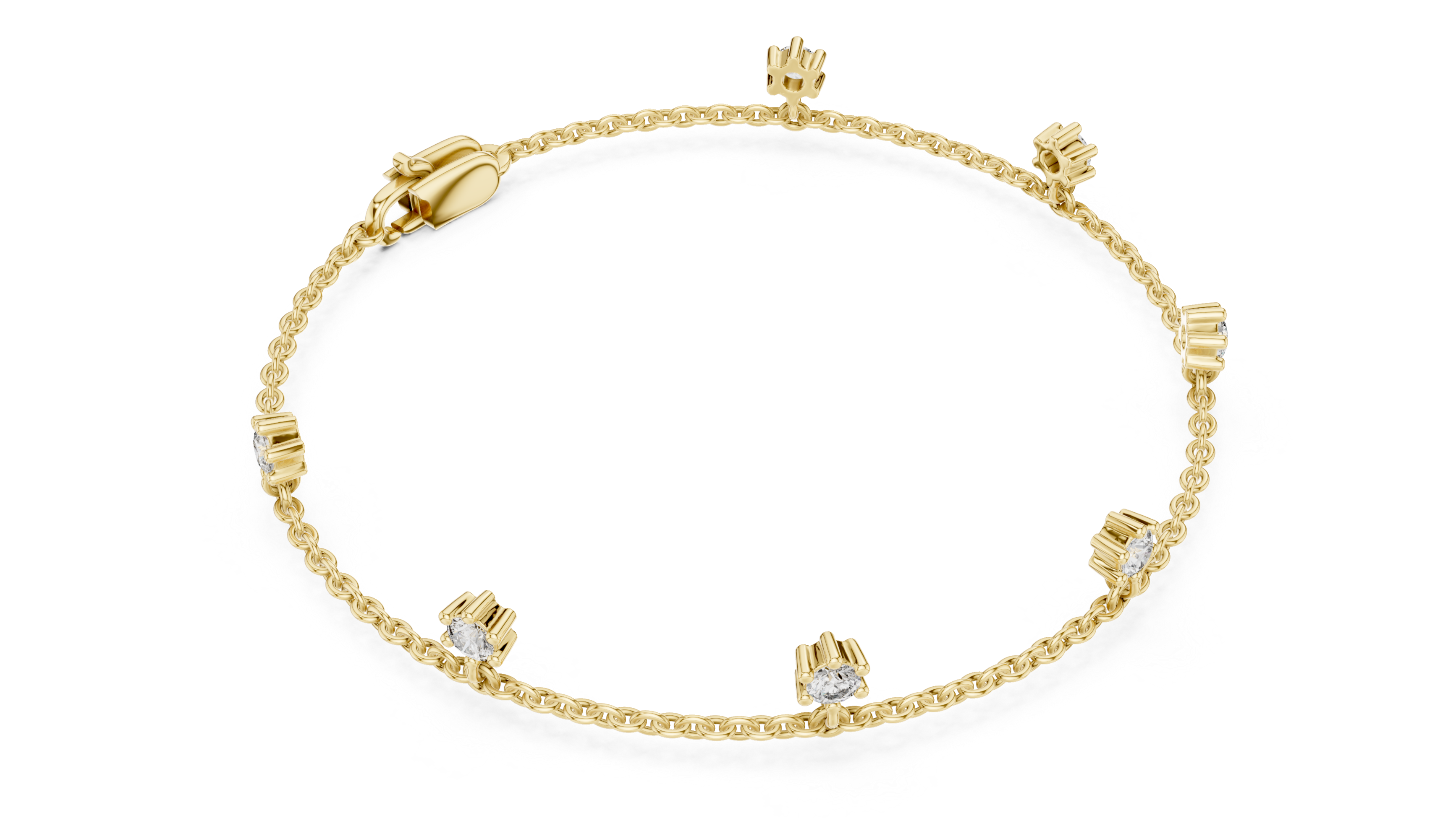 Bracelet with Dainty Diamond Floral Charms