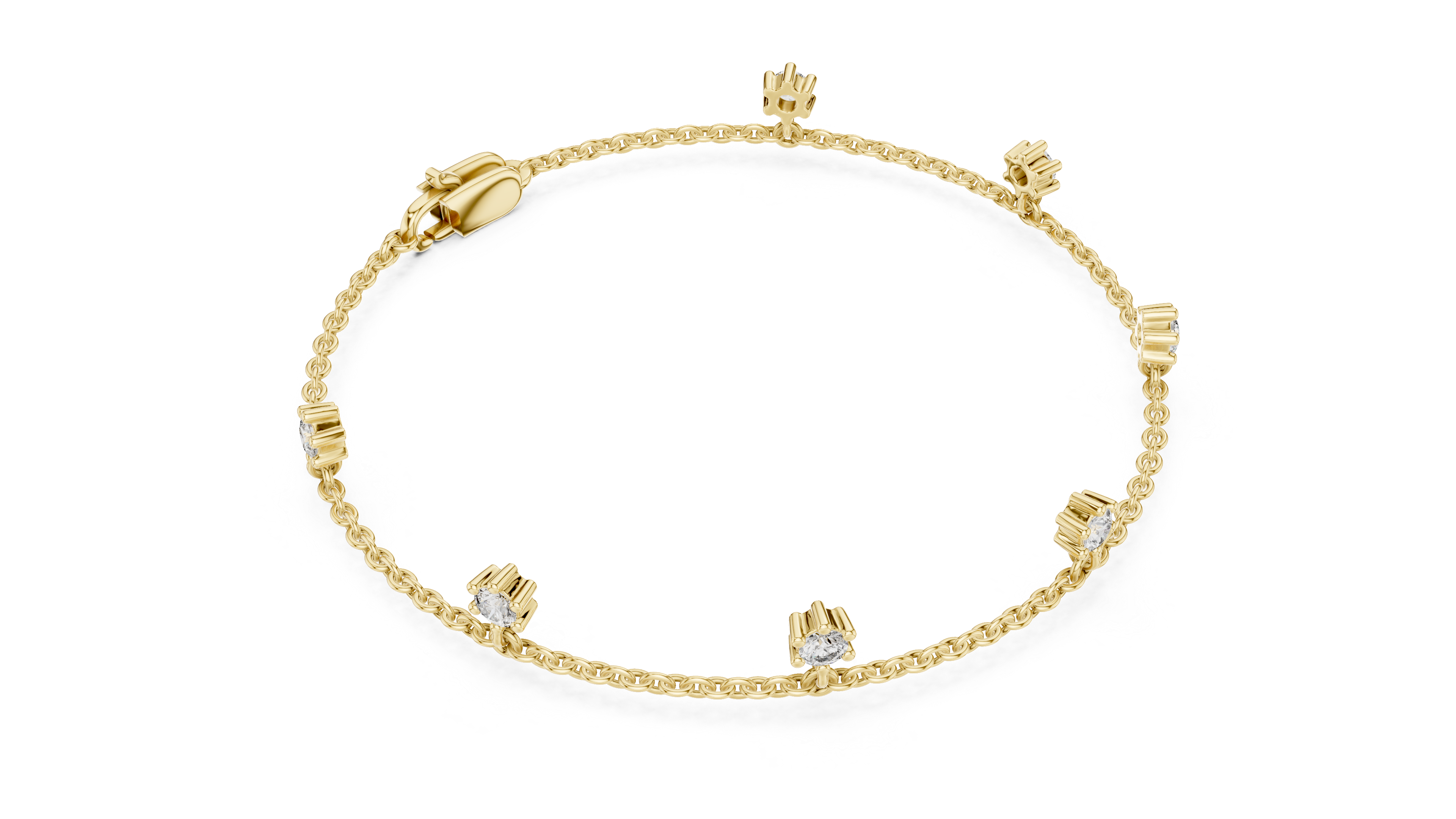 Bracelet with Dainty Diamond Floral Charms