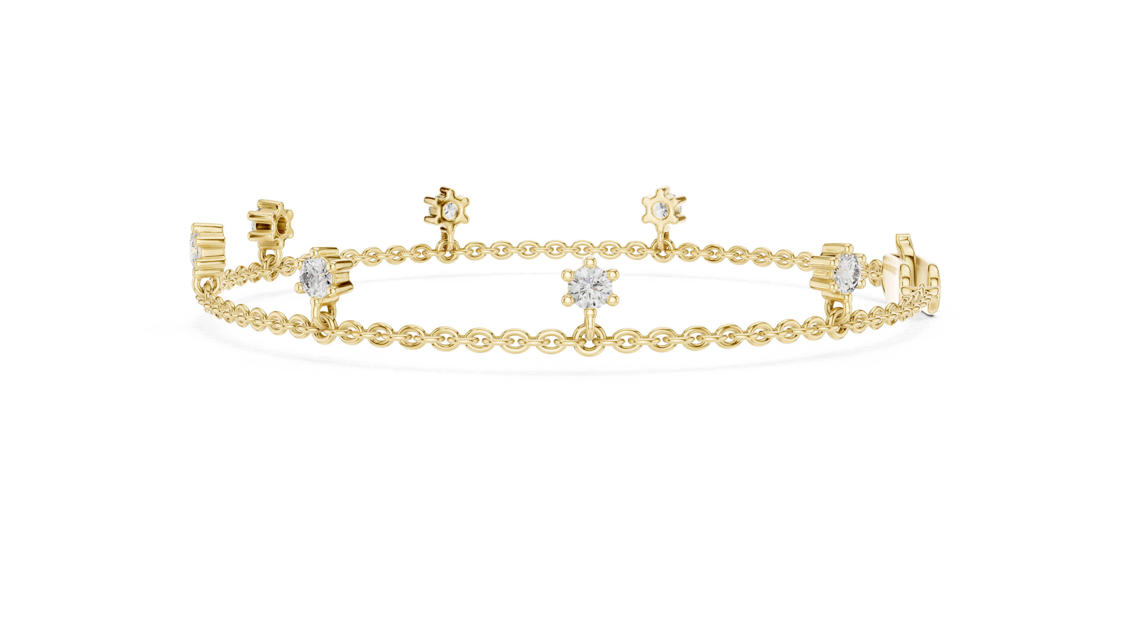 Bracelet with Dainty Diamond Floral Charms
