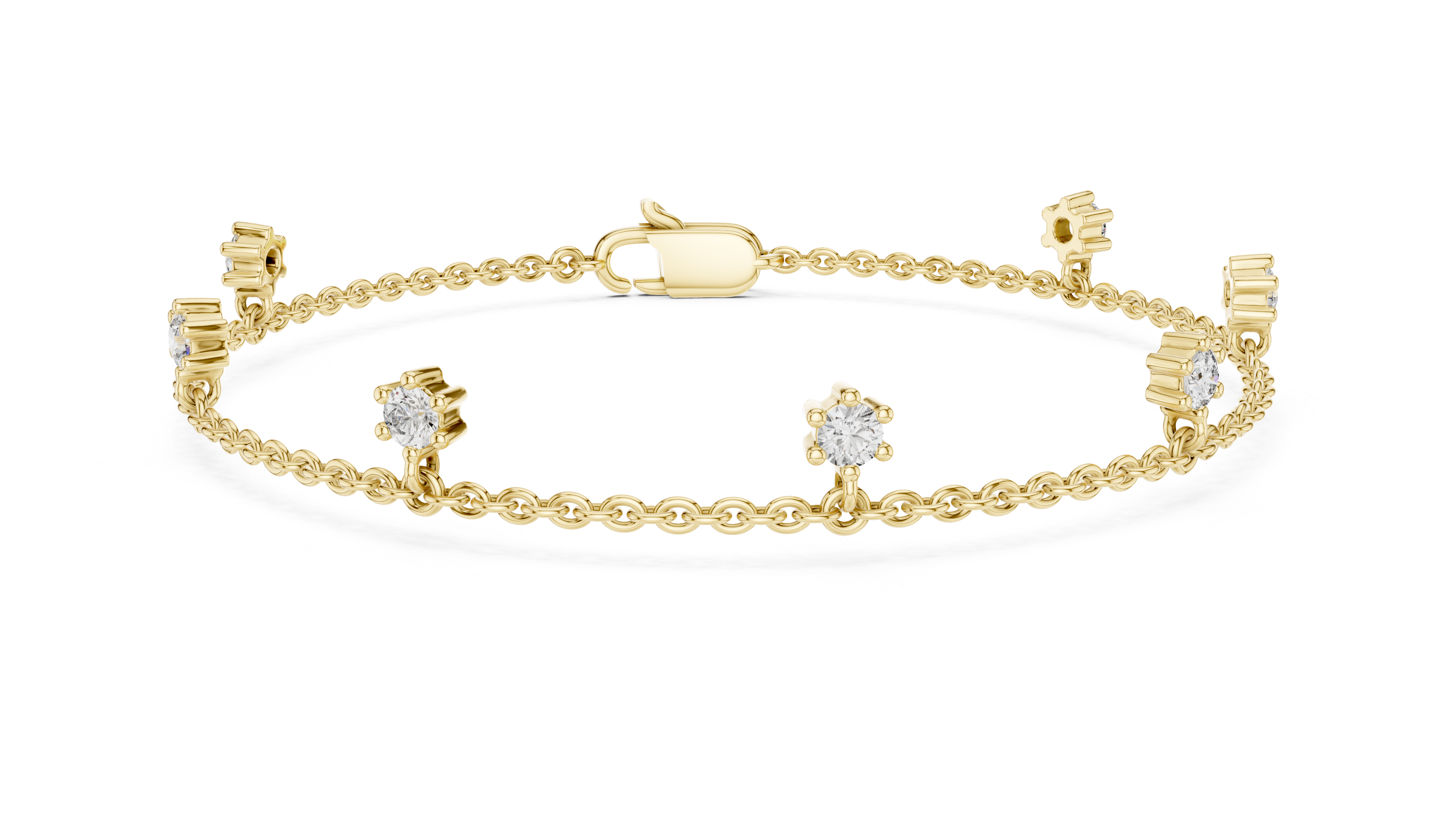 Bracelet with Dainty Diamond Floral Charms