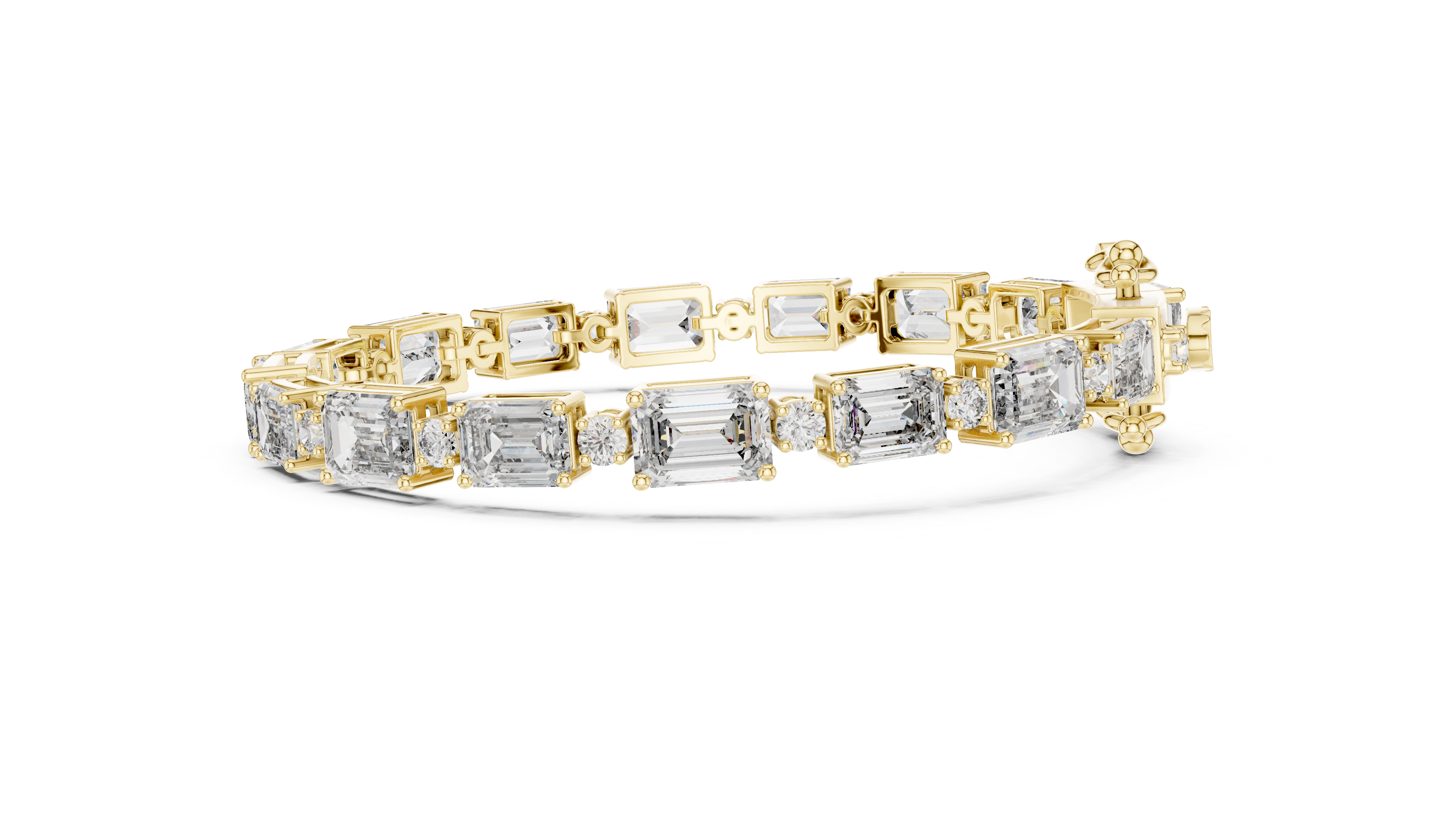 Bracelet with Emerald-Cut and Round Brilliant Diamonds in Elegant Design